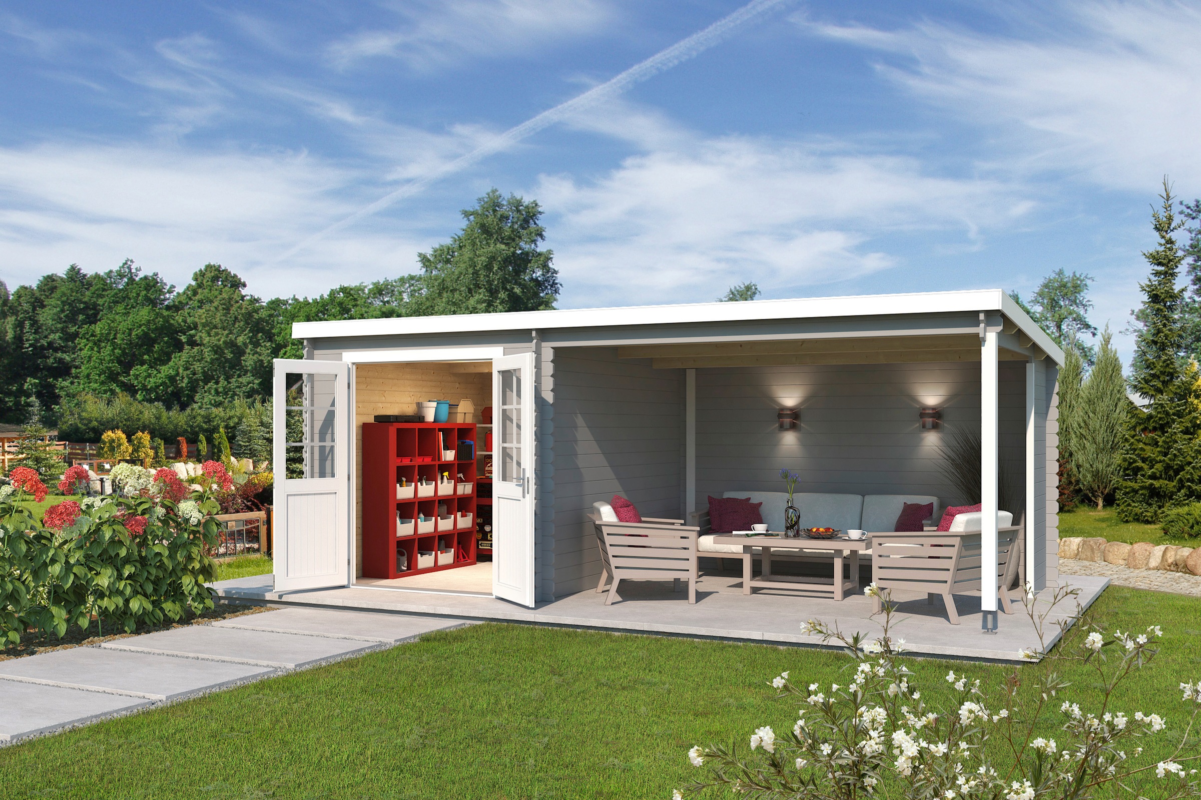 LASITA MAJA Gartenhaus "Saint Paul" Blochbohlenhaus 28mm Anbau, Fundamentma günstig online kaufen