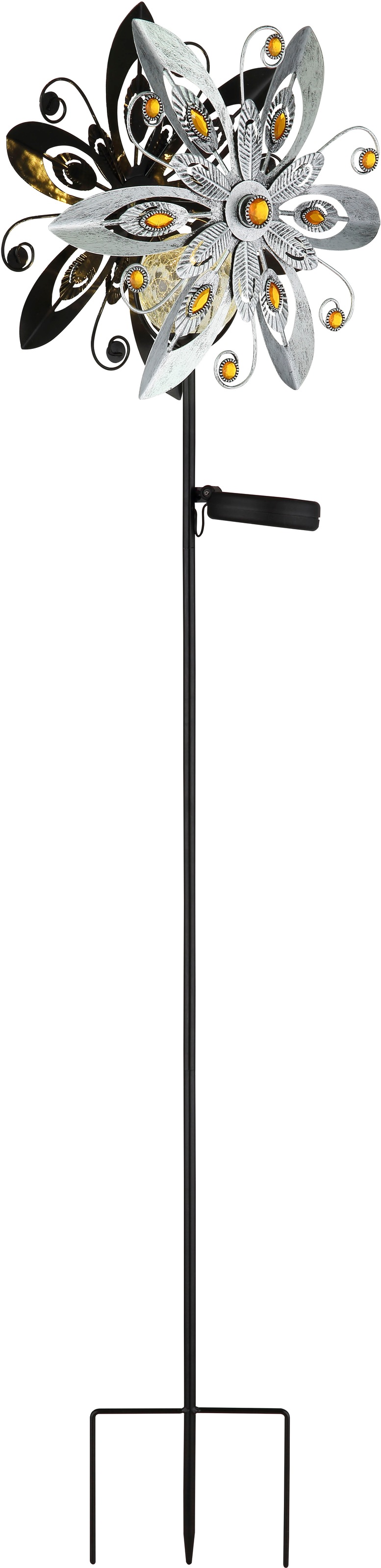 GLOBO LIGHTING LED Solarleuchte »SOLARLEUCHTE METALL SILBERGRAU, 1XLED« LED-Modul 1 Stk. Warmweiß Solar Garten Terrasse Außenbeleuchtung Dekoleuchten