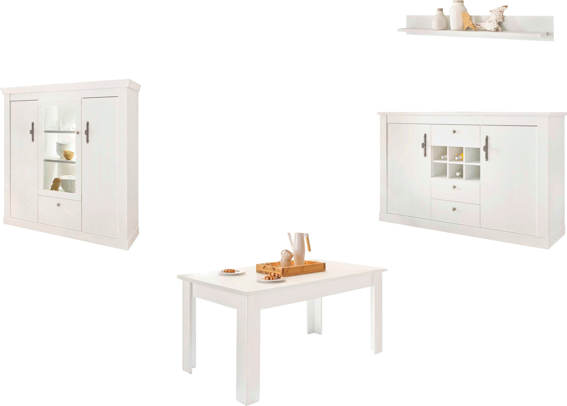 Home affaire Wohnwand "RAVENNA" 4 Stk. tlg. im romantischen Landhausstil, G günstig online kaufen