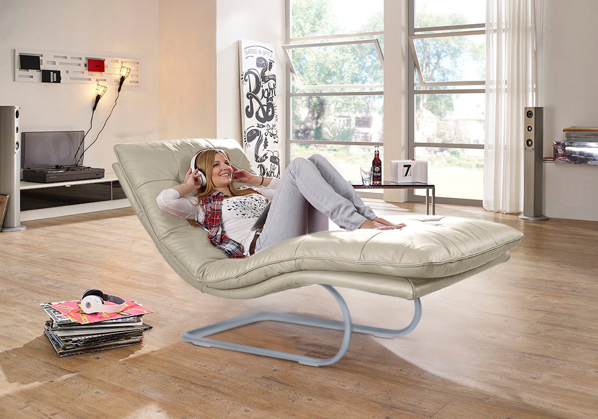 W.SCHILLIG Relaxliege »daily dreams«, in Waffelkissen-Optik, wahlweise mit Motor, silber matt, in 2 Breiten
