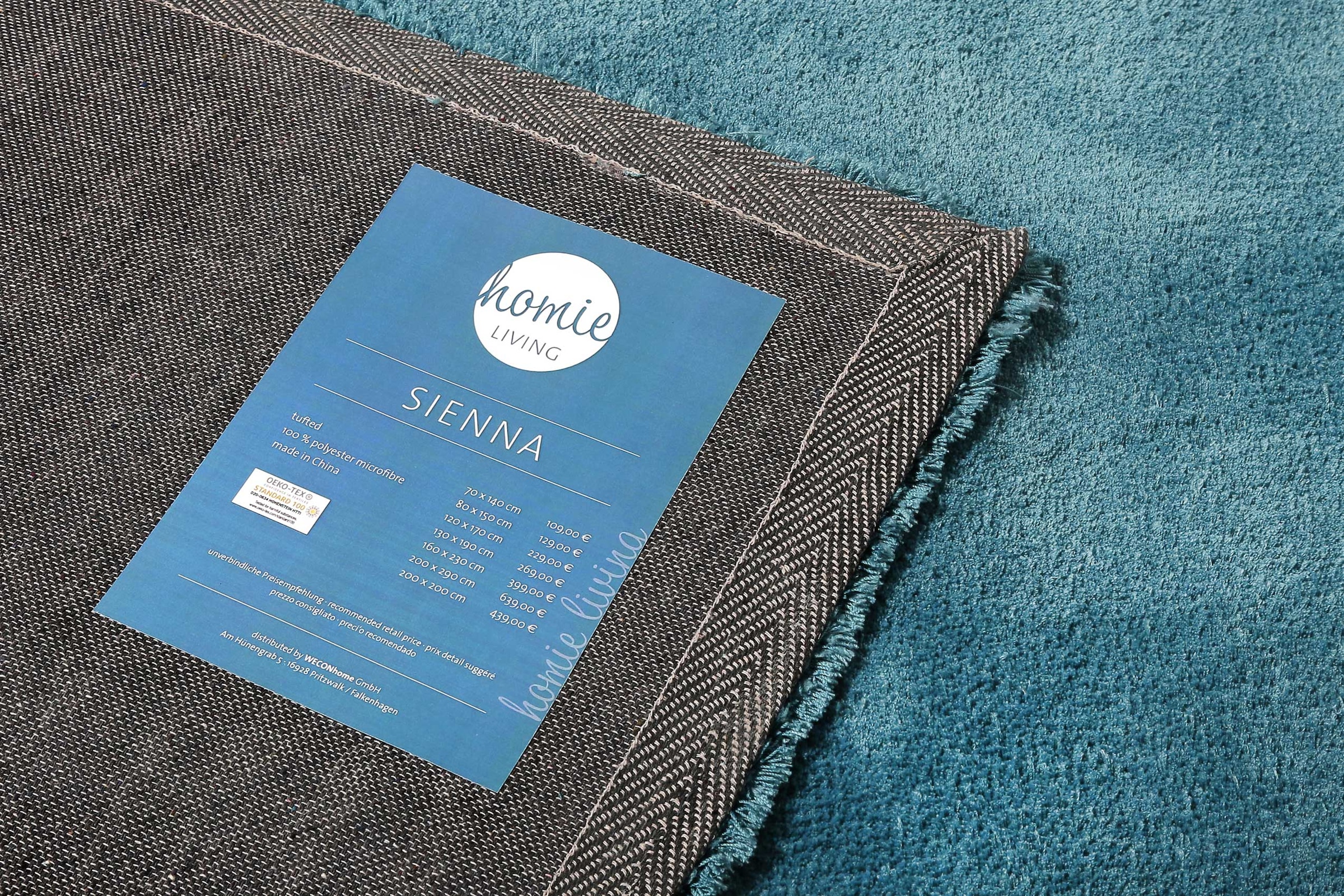 Homie Living Teppich »Sienna« quadratisch 20 mm Höhe Hochflor, Microfaser, uni, weich & kuschelig, Wohnzimmer, Schlafzimmer