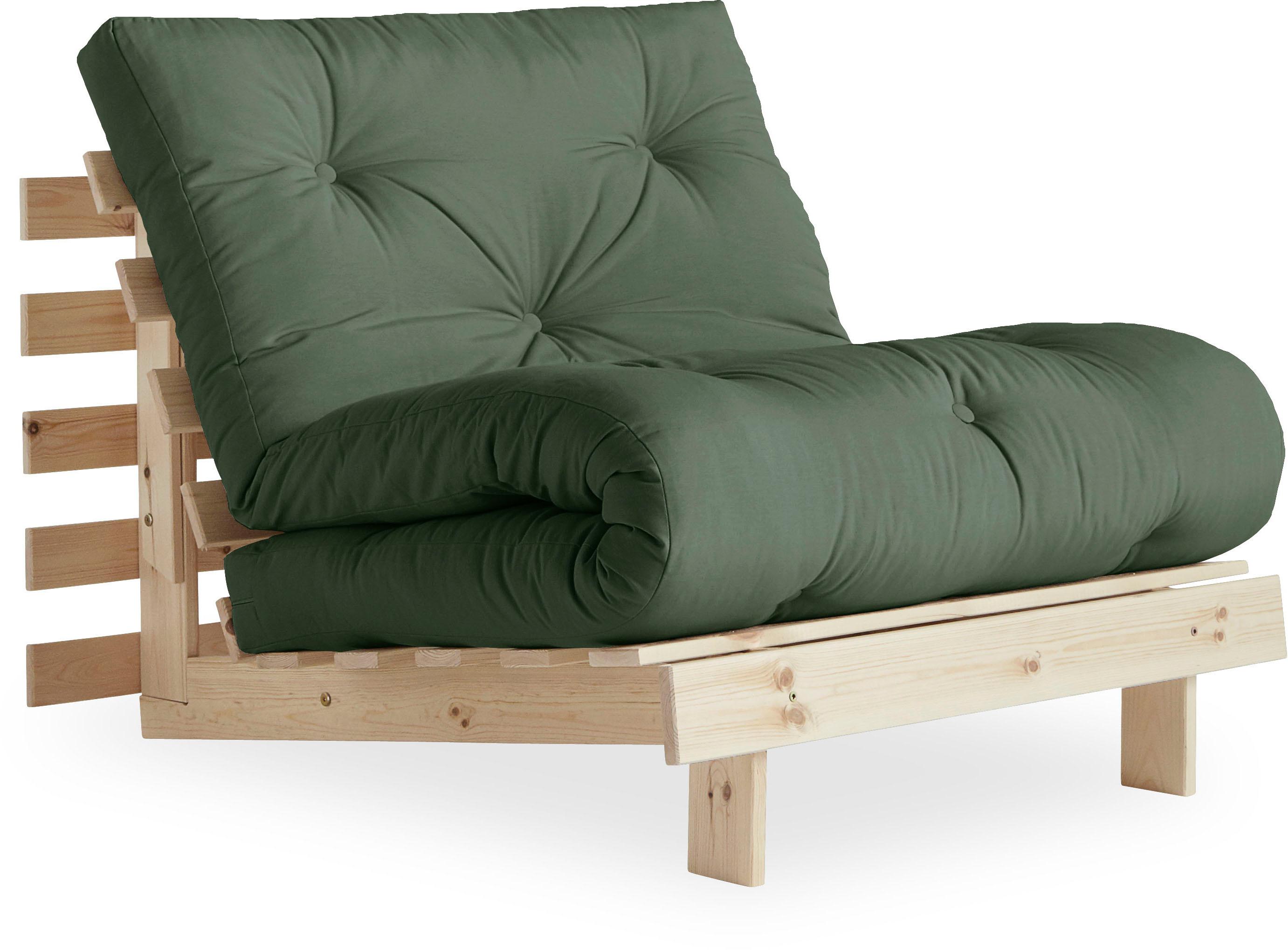 Karup Design Daybett "Roots Sofa Bed, Schlafsofa, Bettfunktion, FSC-Massivholz, B: 90 cm" Erhältlich in Breite 90 cm, 140 cm oder 160 cm, Inkl. Futonmatratze. Made in Europe, minimalistisches Design