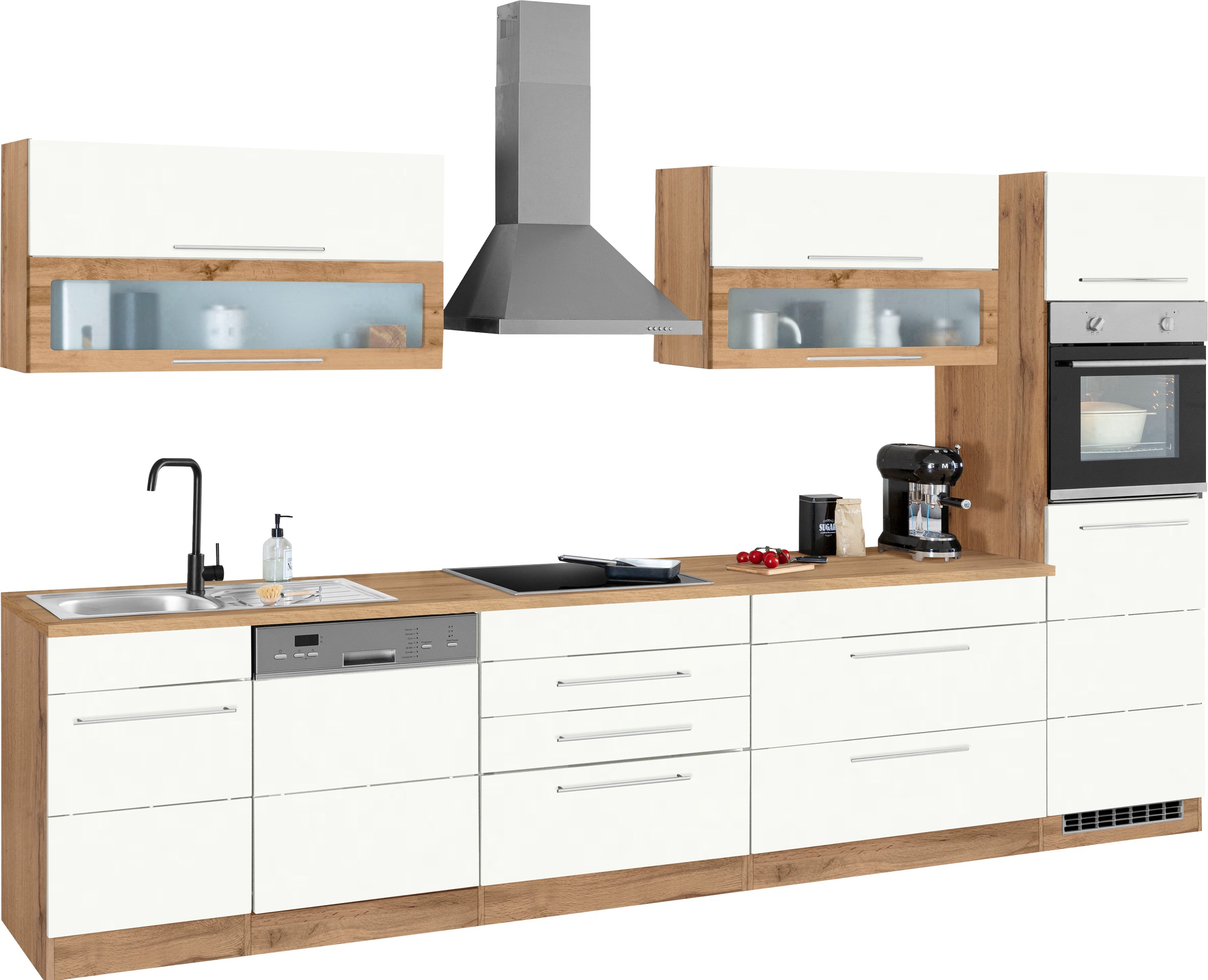Kochstation Küchenzeile »KS-Wien«, Breite 350 cm, wahlweise mit E-Geräten und Induktion