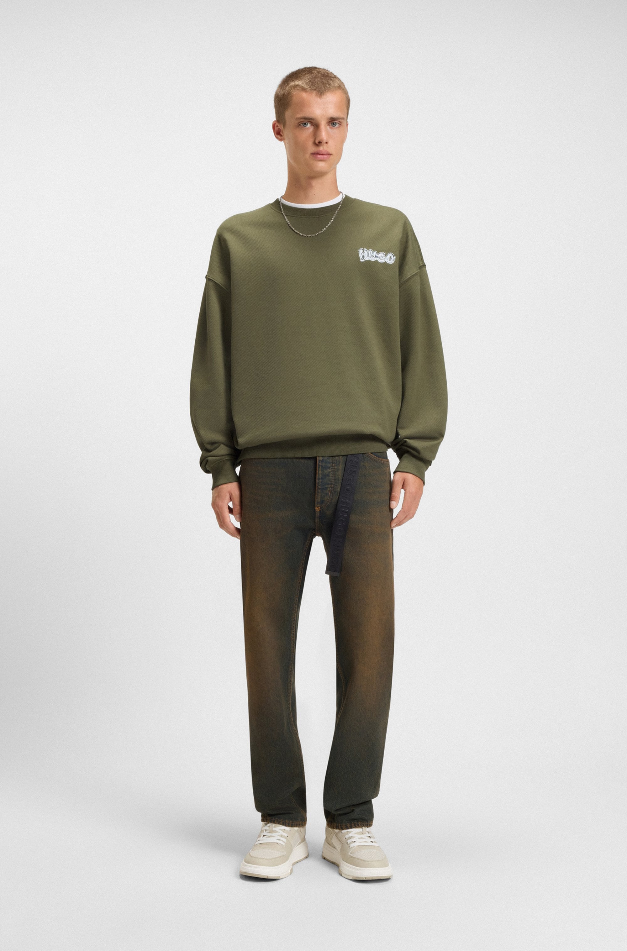 HUGO Blue Sweatshirt »Nyrocrew«, Rundhalsausschnitt, Loose fit, Druck in Chrom-Optik