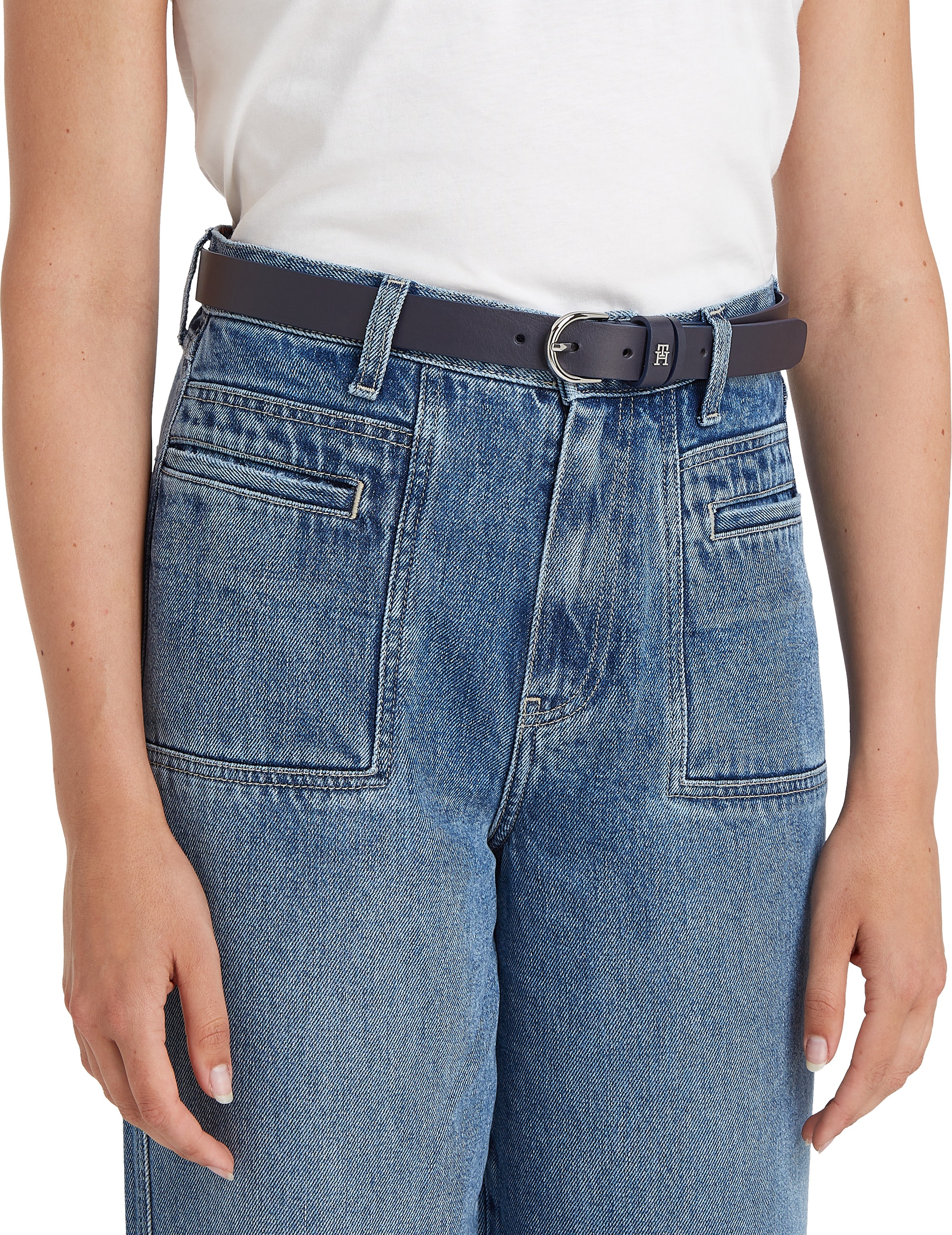 Tommy Hilfiger Ledergürtel "ESSENTIAL EFFORTLESS 2.5 cm breit SILVER" Einfa günstig online kaufen