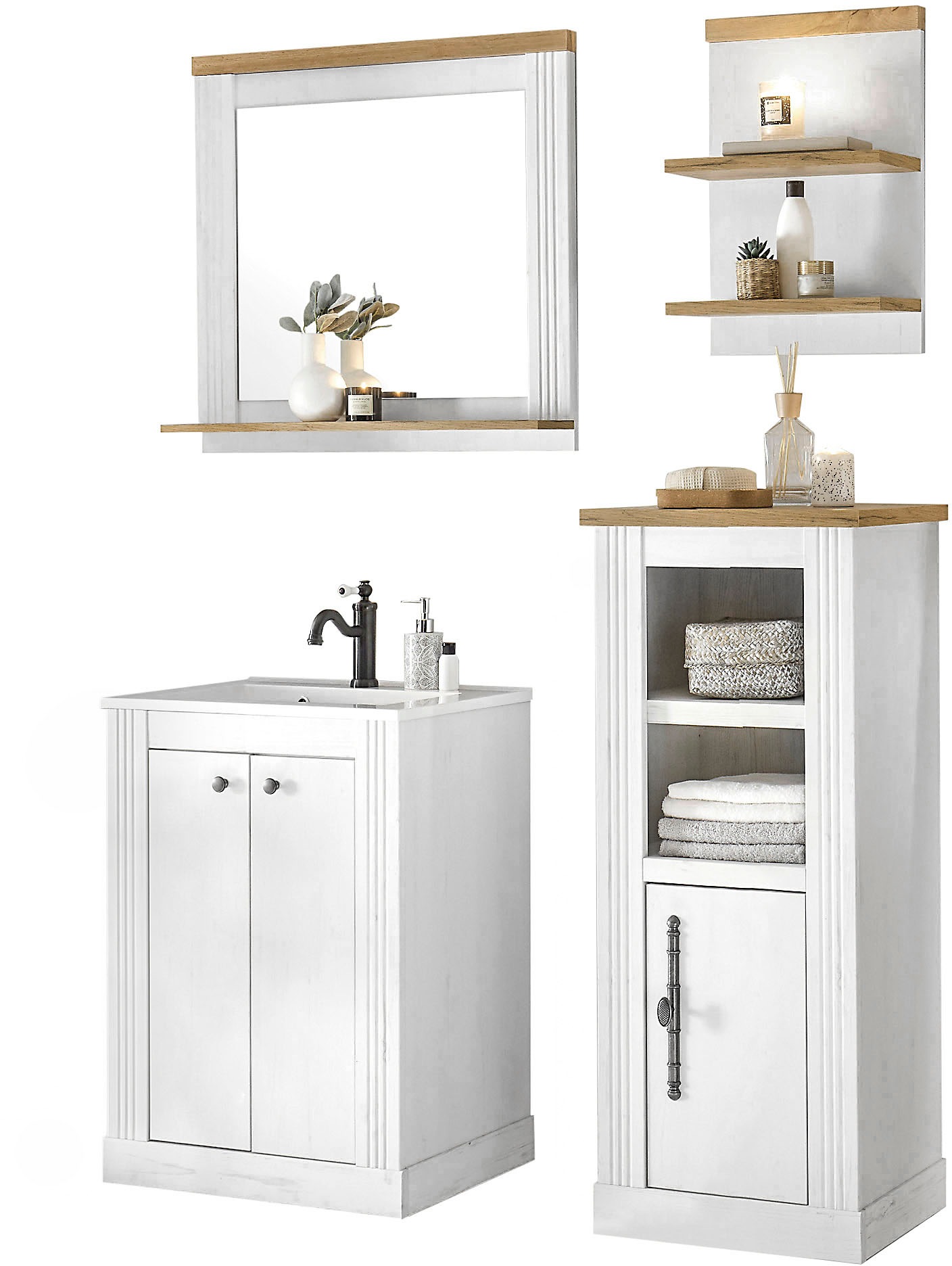 Thumbnail - OTTO home Badmöbel-Set "WESTMINSTER, Bad im Landhausstil, 4-teiliges Badezimmer" 4 Stk. tlg.