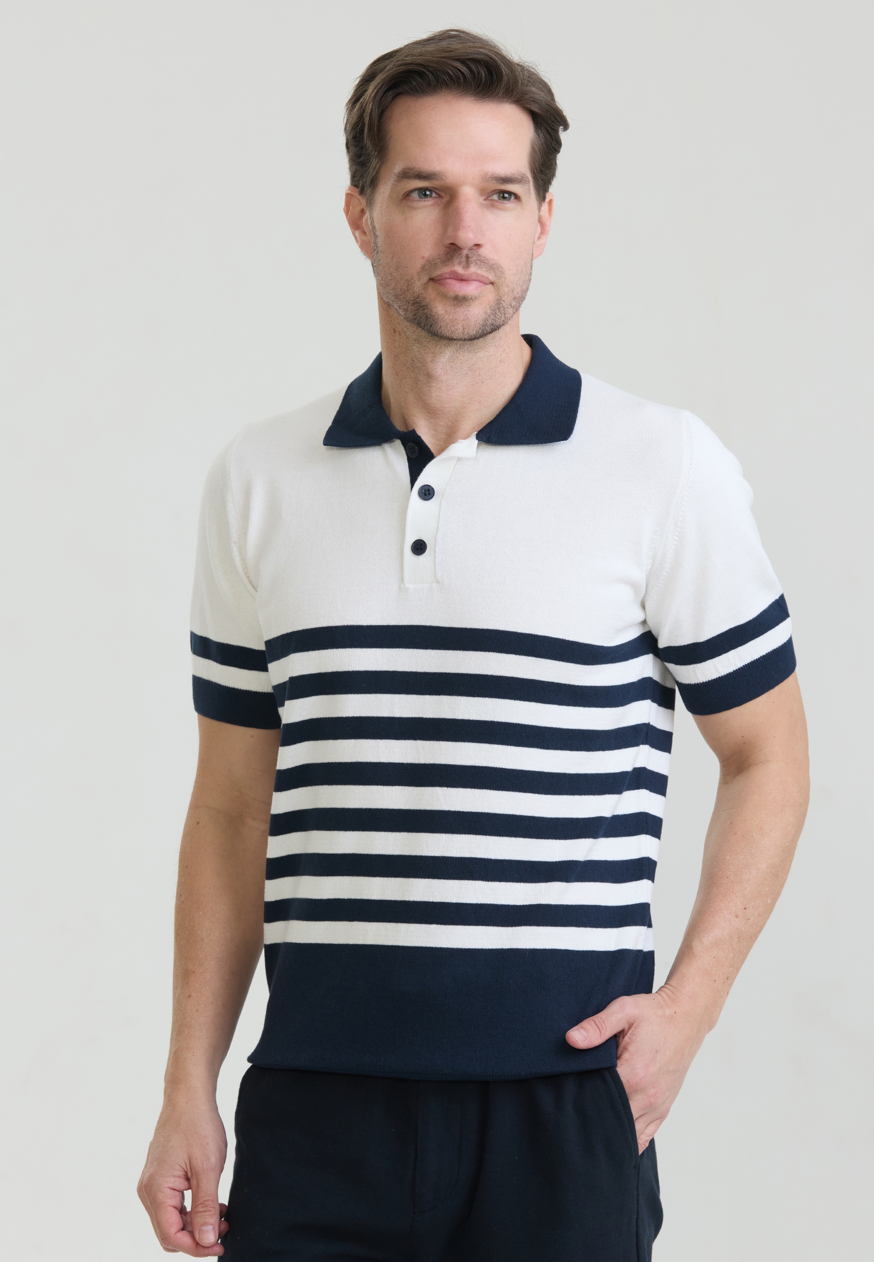 Felix Hardy 1100000002199 "Gestreiftes Strick-Poloshirt Kurzarm"