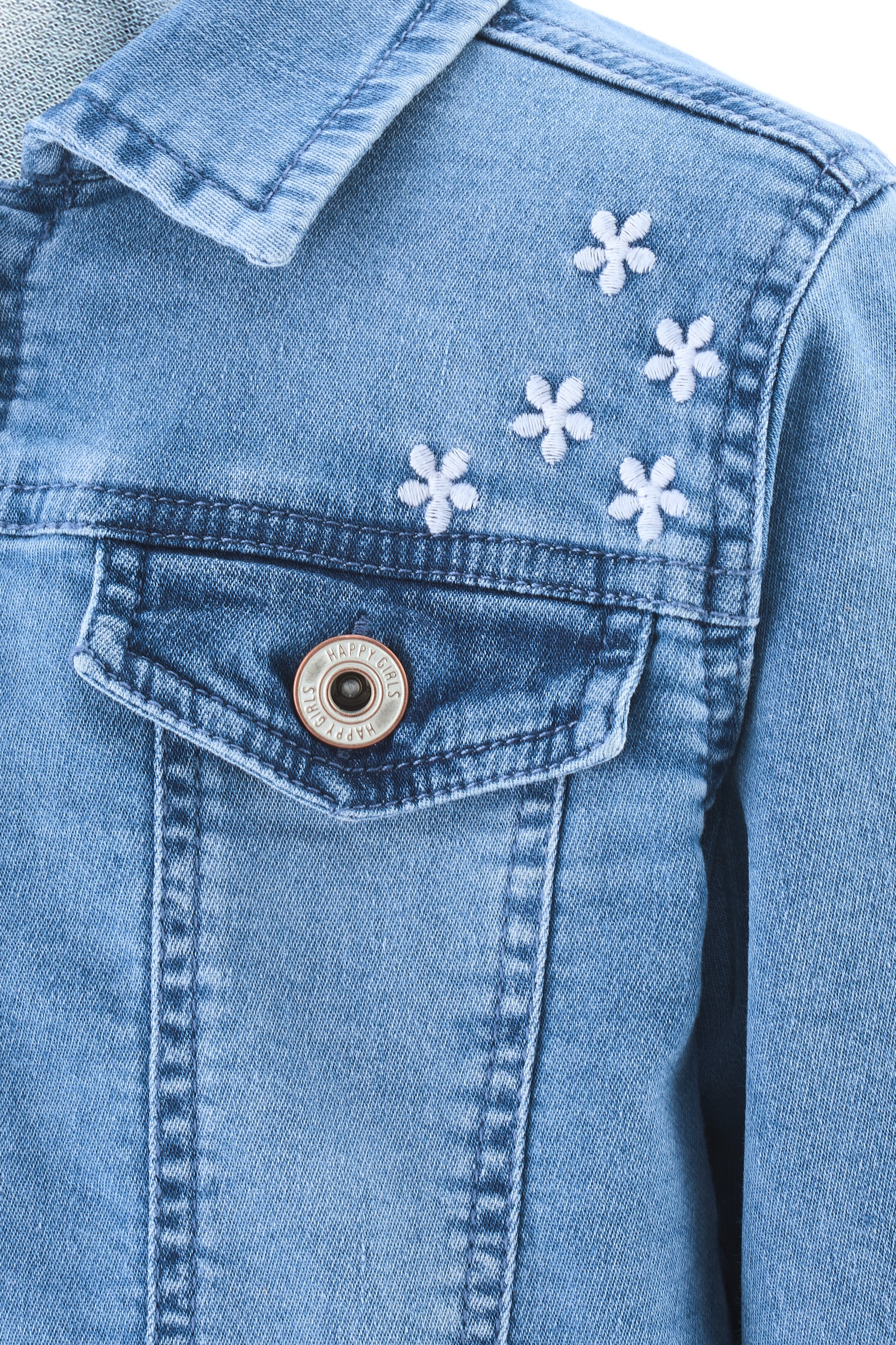 Thumbnail - happy girls Jeansjacke ohne Kapuze mit tollen Blütenstickereien