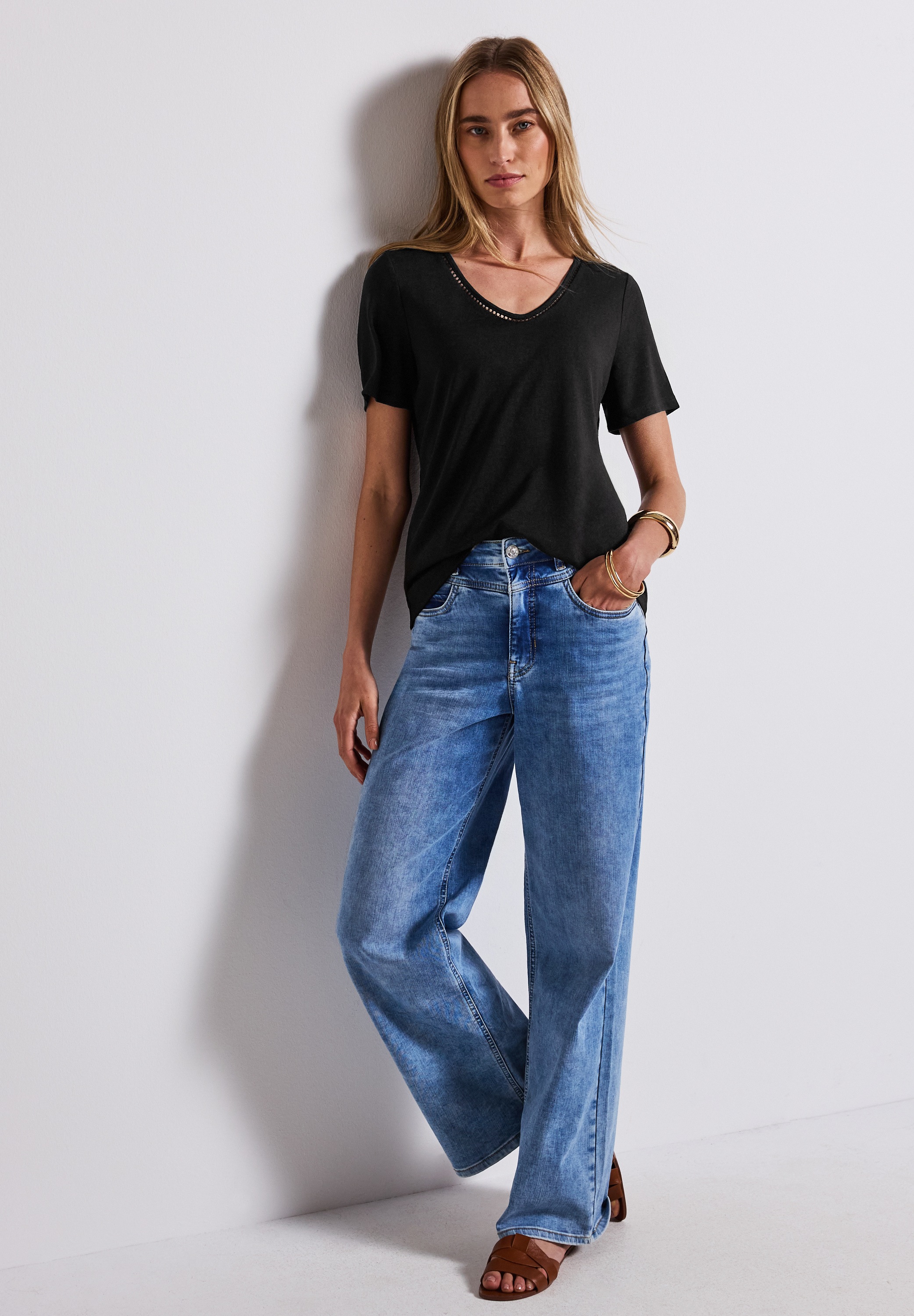 STREET ONE T-Shirt, aus elastischem Materialmix