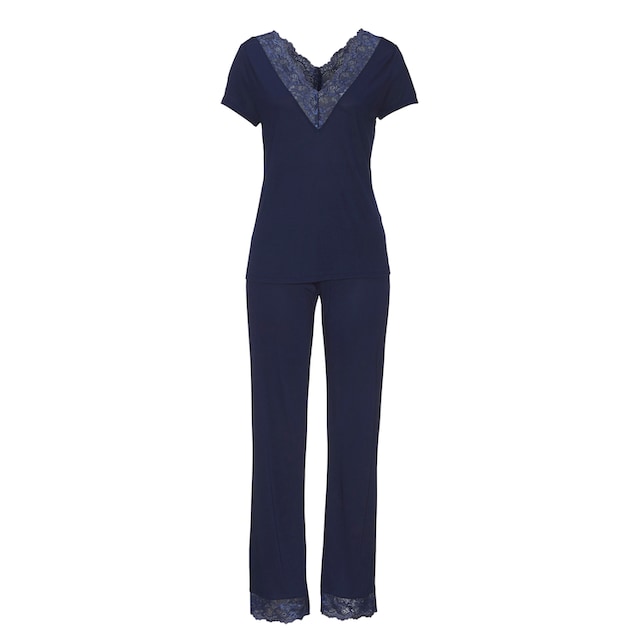 LASCANA Pyjama, (2 tlg., 1 Stück), mit Spitzendetails ▷ für | BAUR
