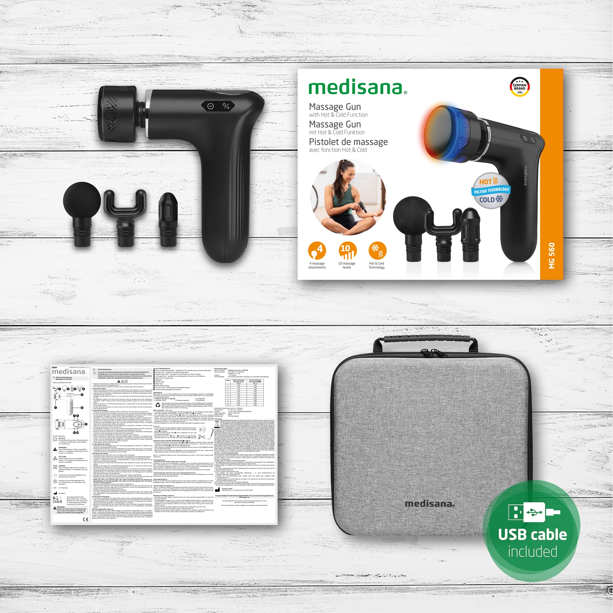 Medisana Massagepistole »MG 560«, (Set, 5 tlg.), Hot und Cold Funktion, regenerationsfördernd nach intensivem Training