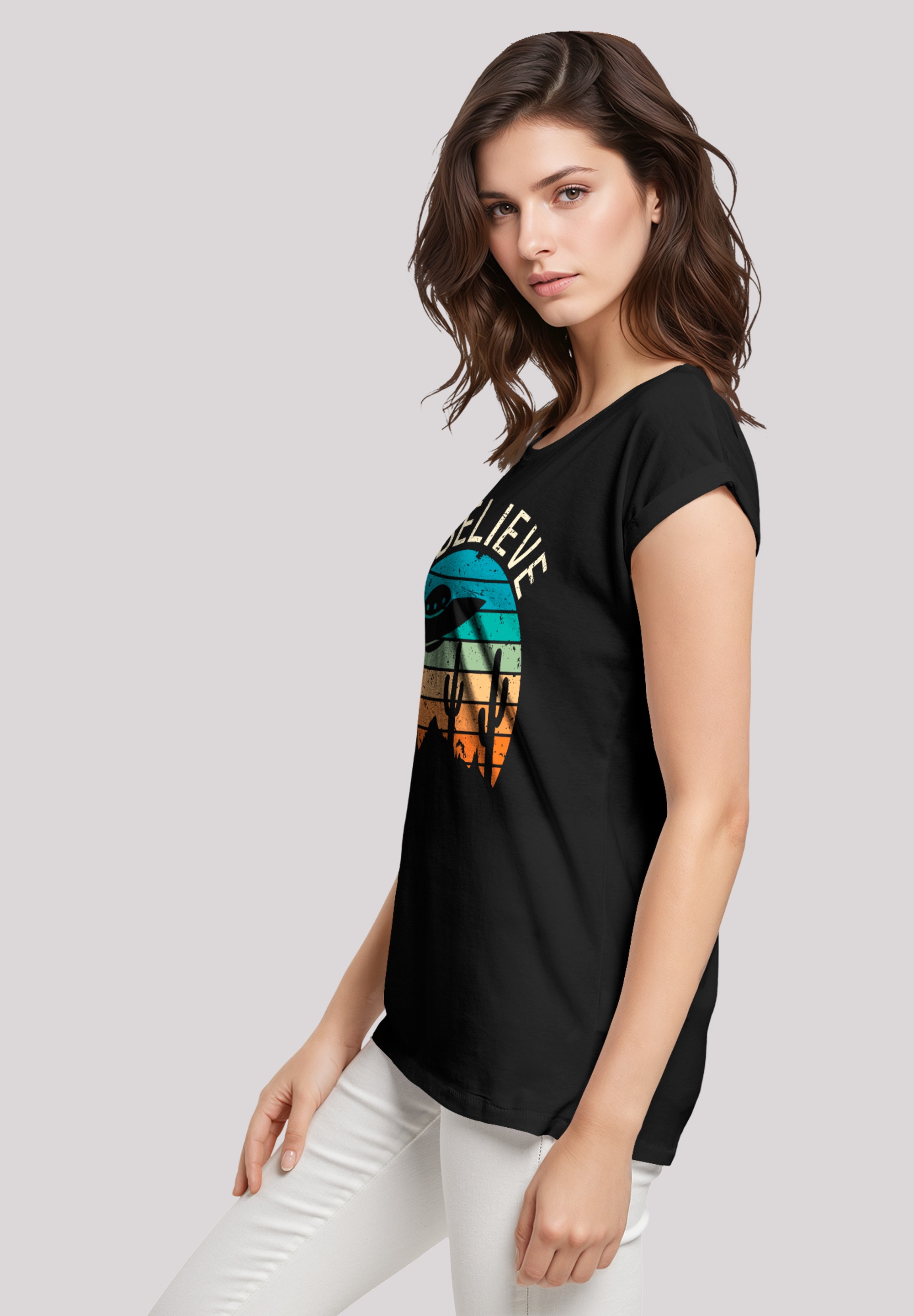 F4NT4STIC T-Shirt »I Believe UFO Alien Sonnenuntergang«, Premium Qualität