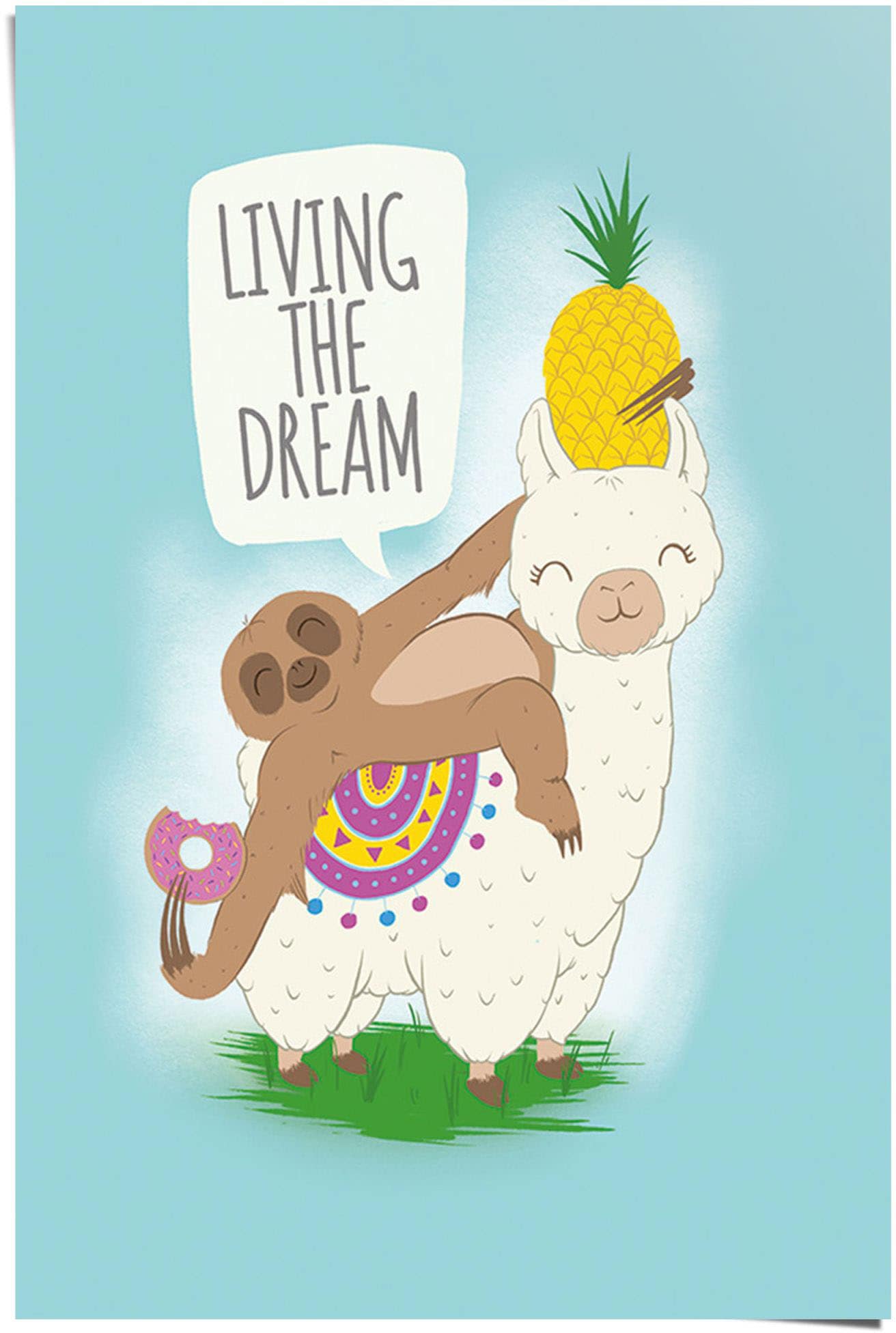 Reinders! Poster »Living the dream Lama Faultier«, St.) kaufen (1 BAUR | und