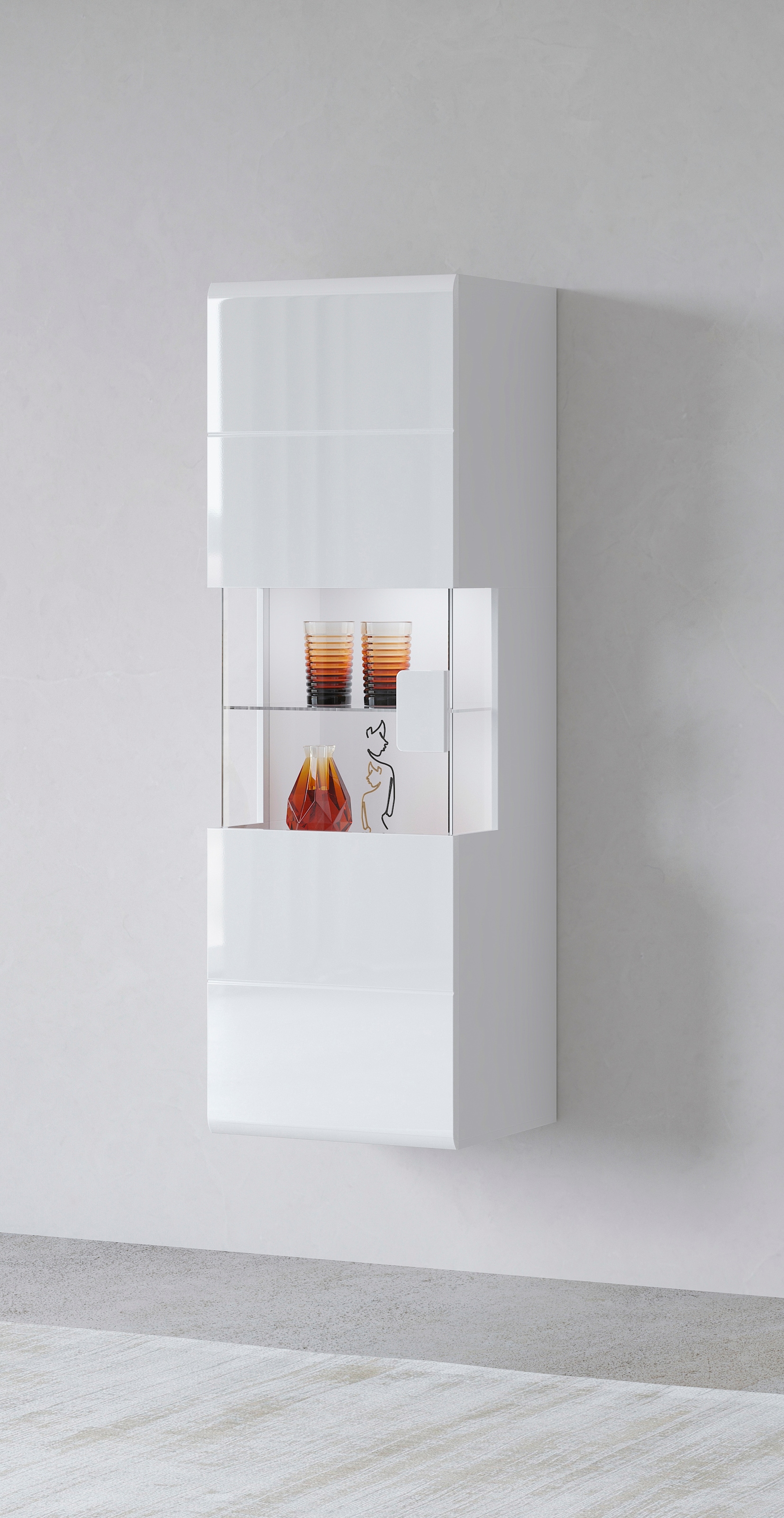 Hängevitrine »Toledo,Höhe 159 cm trendige Glasvitrine mit dekorative MDF-Front«,...