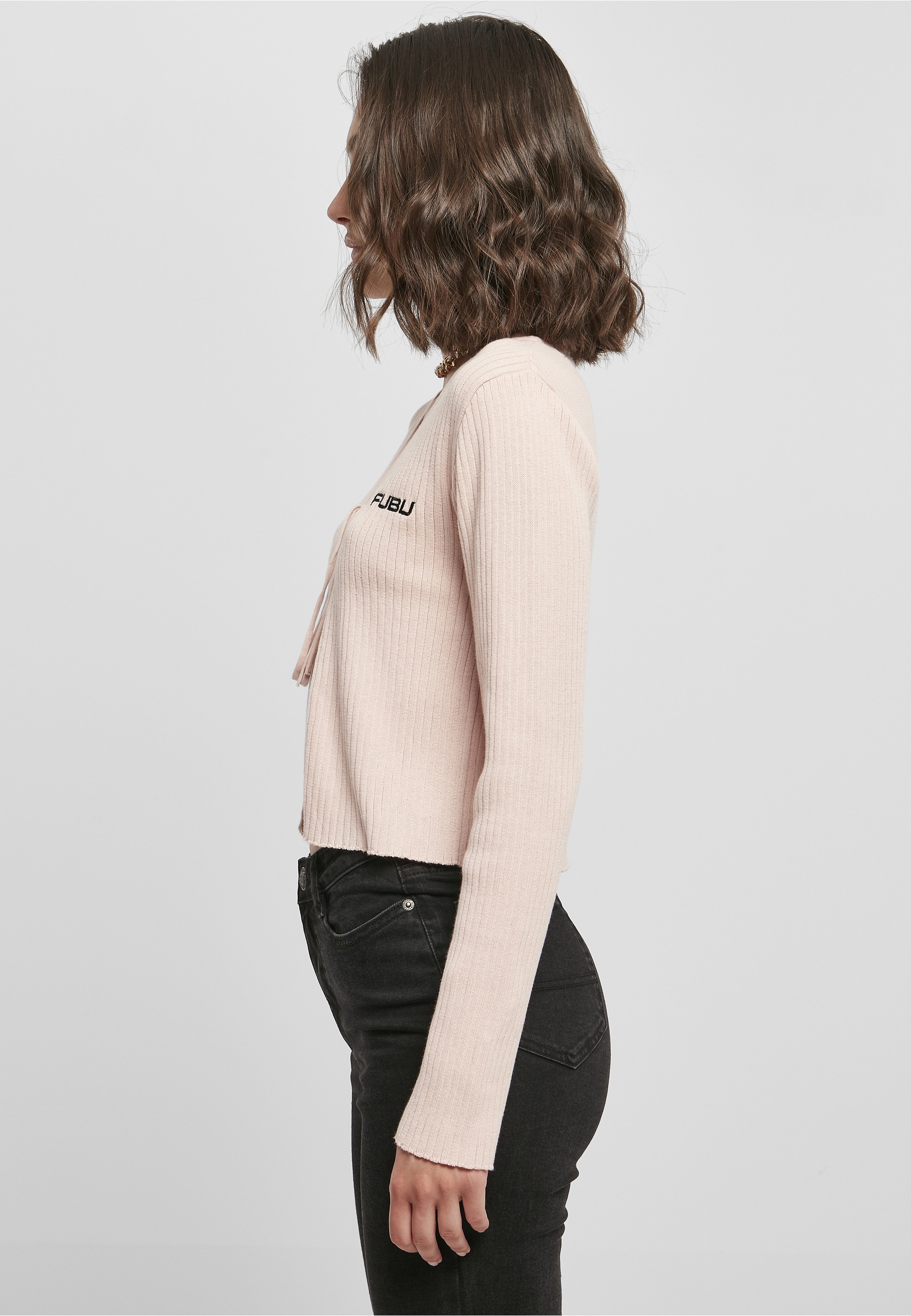 Fubu Cardigan »Fubu Damen FW222-016-1, Corporate Rib Knit Bolero rose« 1 tlg.