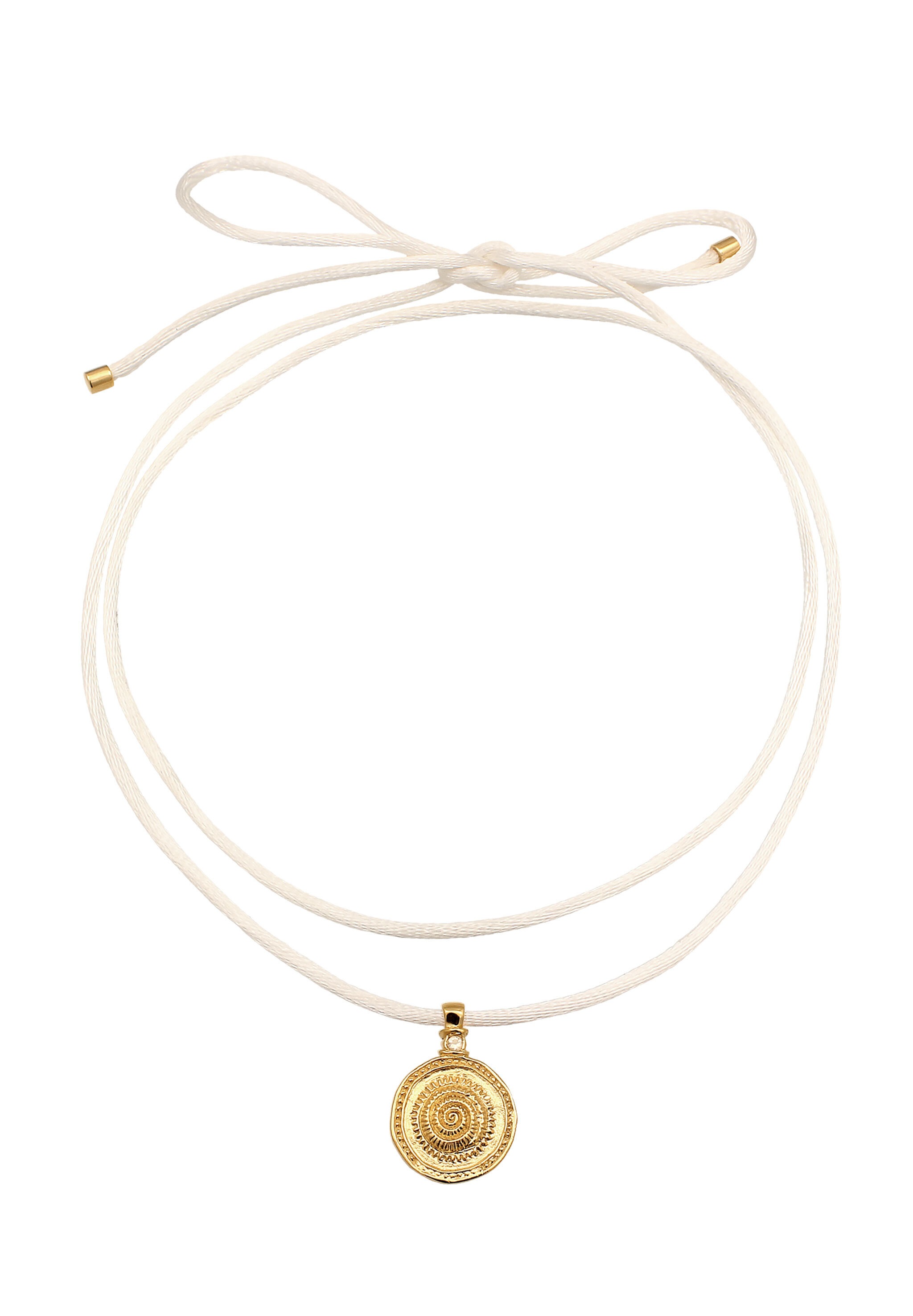 HAZE & GLORY Kette mit Anhänger »Halskette Satin mit Muschel Anhänger Mondstein 925 Silber vergoldet«