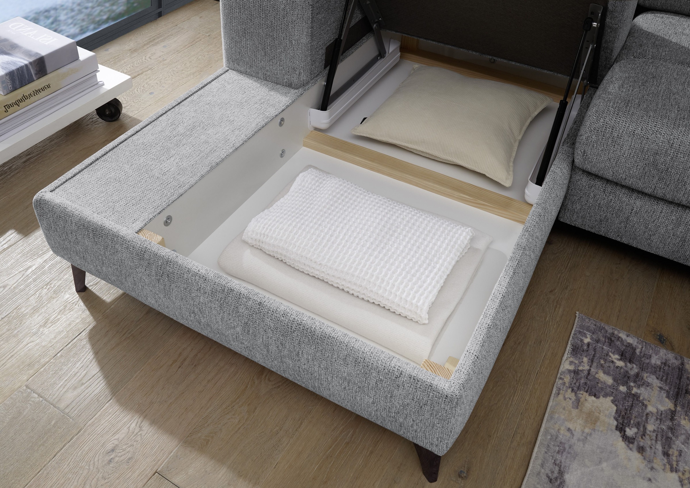 ED EXCITING DESIGN Ecksofa »Sydney L-Form«, (2 St.), frei im Raum stellbar, mit Bettkasten, inkl. Kopfteilverstellung