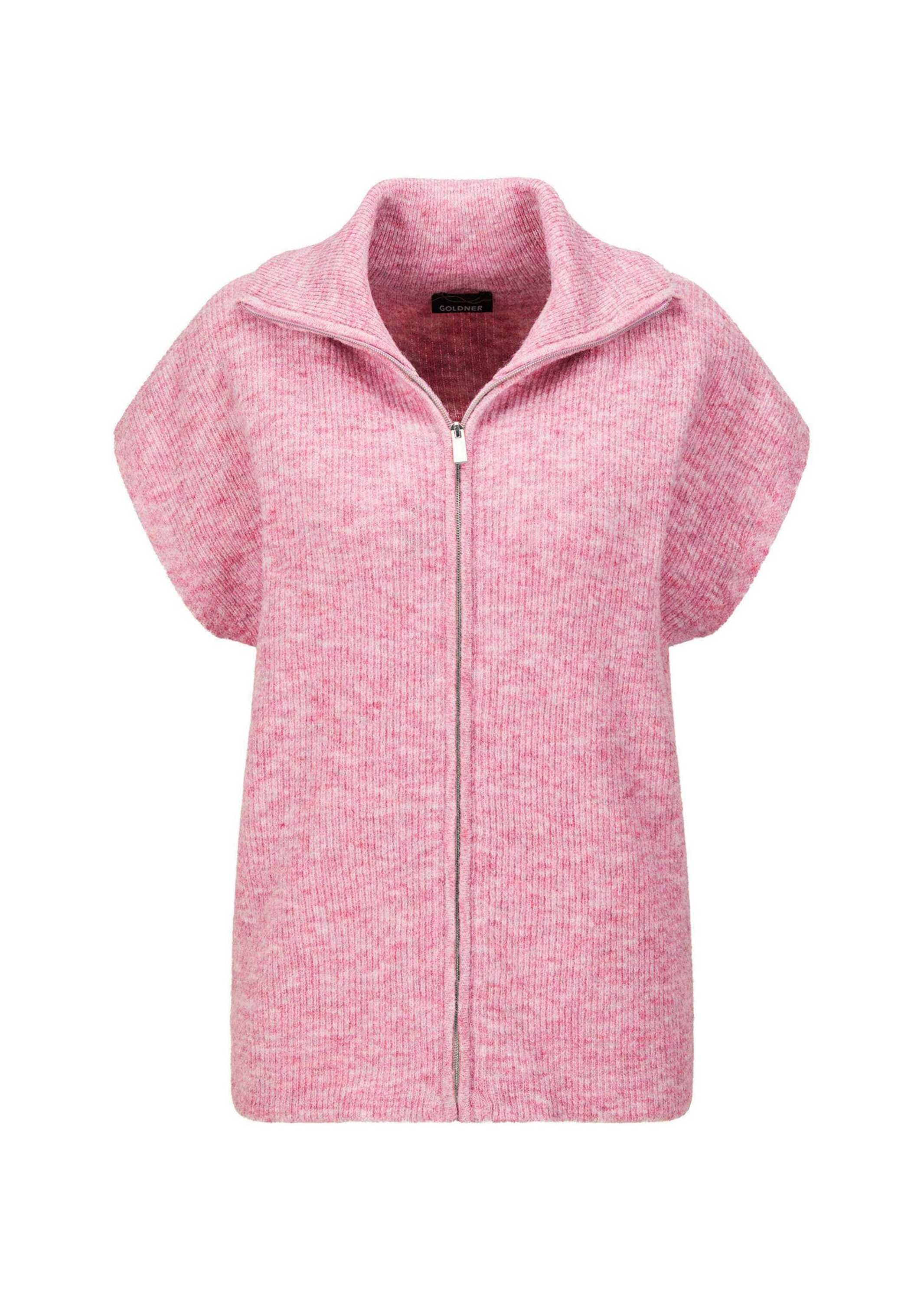 GOLDNER Damen Kurzweste "Melierte Weste mit Reißverschluss", rosa, Modisch, Gr. 54, Obermaterial: 76% Polyester PES. 15% Polyamid PA. 6% Schurwolle