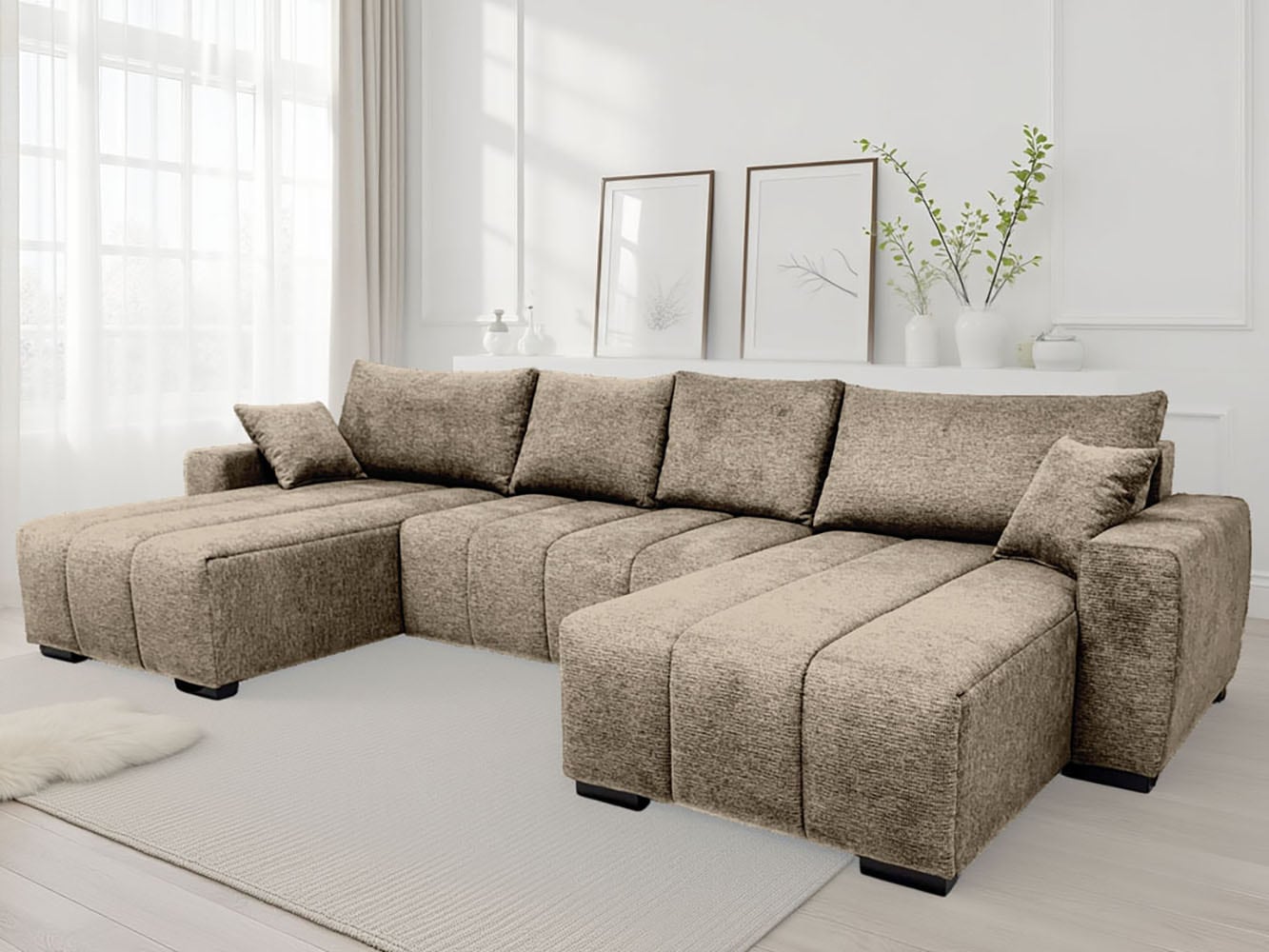 Home affaire Wohnlandschaft mit Bettfunktion, Bettkasten & 2 Zierkissen, Fe günstig online kaufen