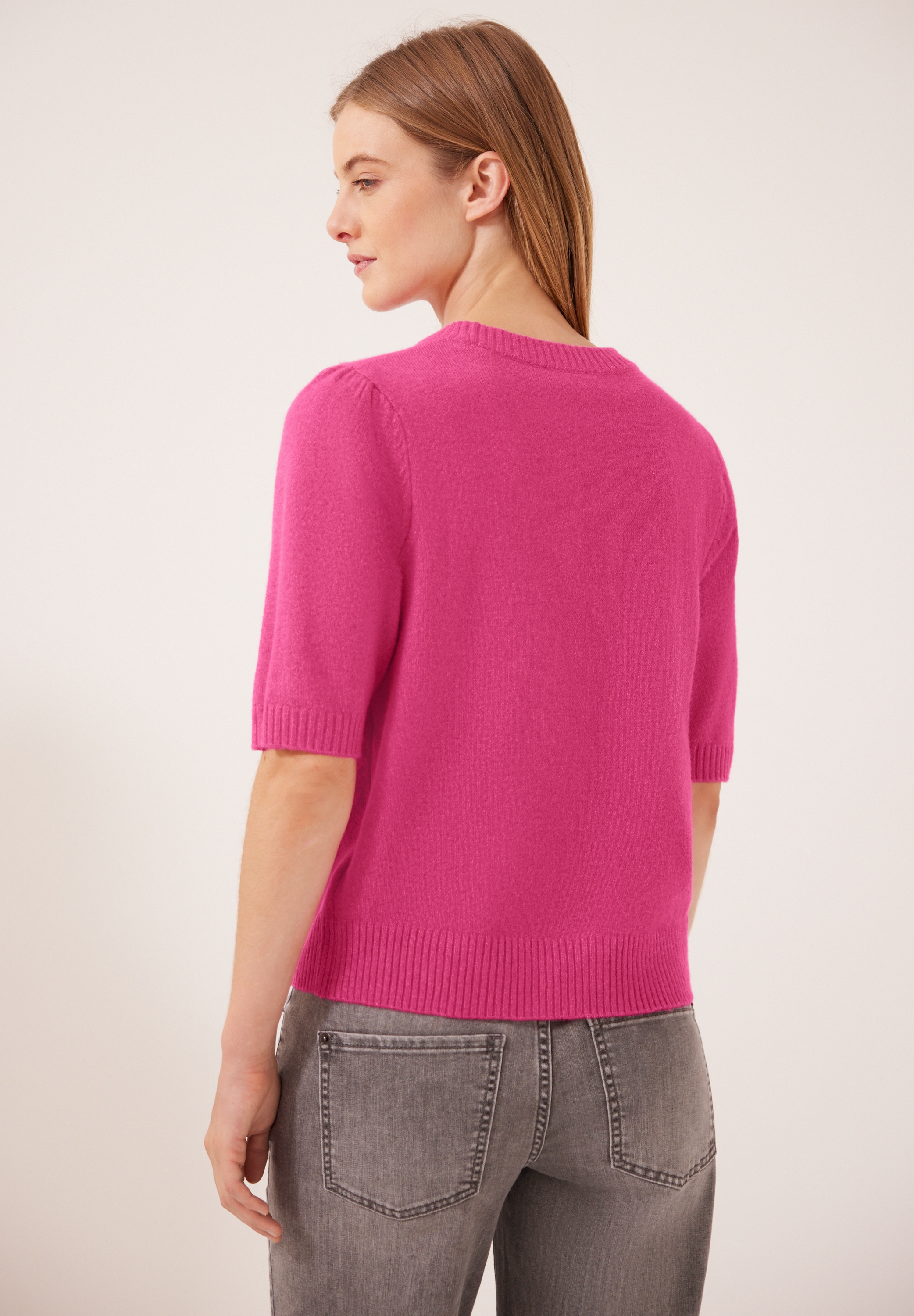 STREET ONE STUDIO Kurzarmpullover mit Raffungen an den Ärmeln