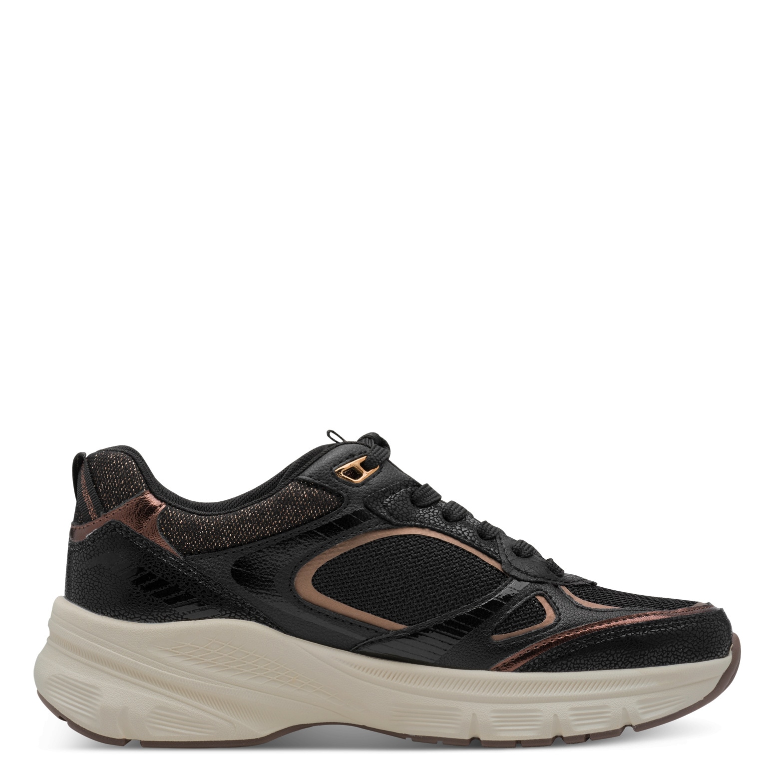 Tamaris Plateausneaker, Freizeitschuh, Halbschuh, Schnürer, Details in Metallicoptik