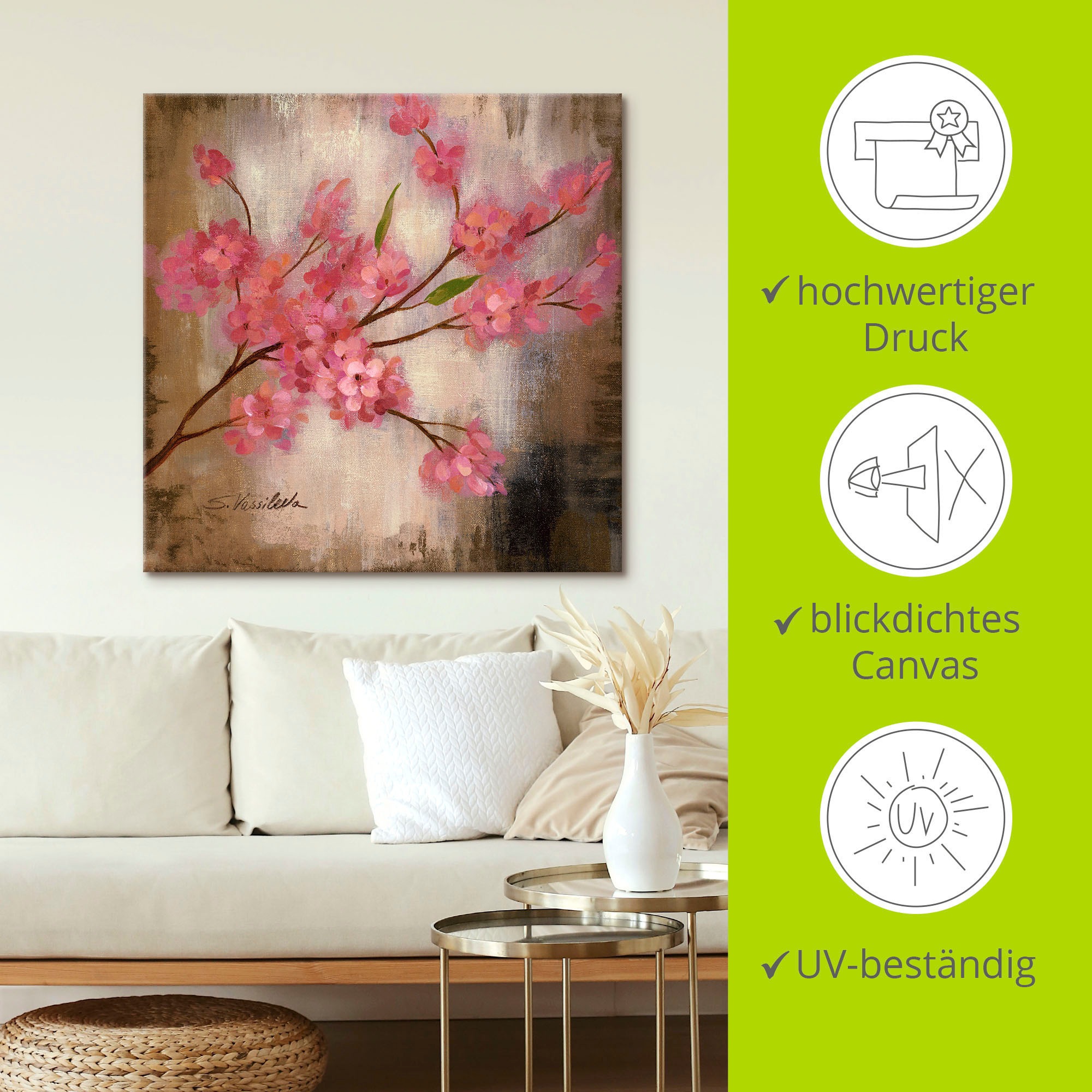 Artland Leinwandbild »Kirschblüte I«, Blumen, (1 St.), auf Keilrahmen gespannt