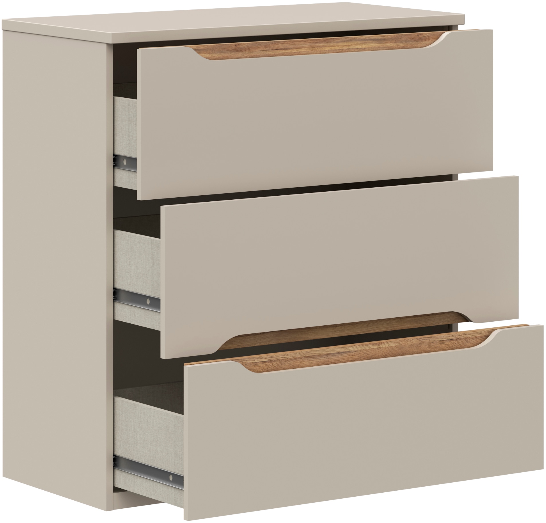 FORTE Kommode, B/H/T 81,5/92,3/41,5 cm Kommode ohne Griffe