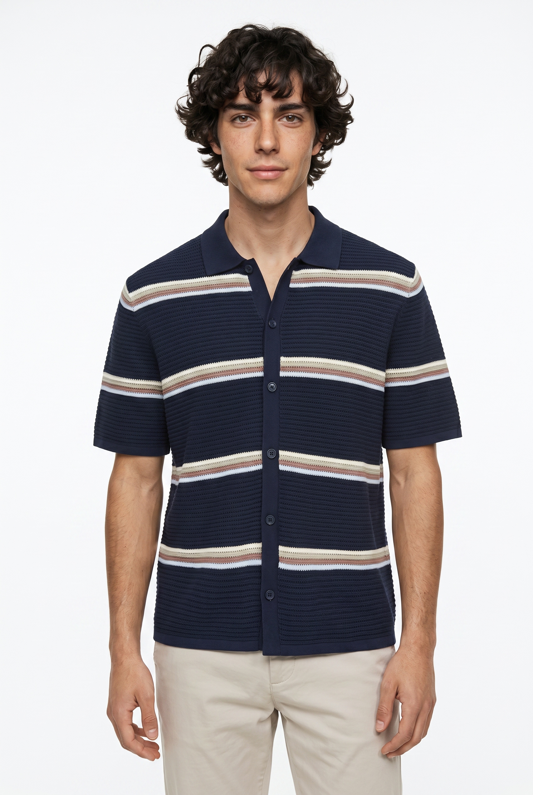 Jack & Jones Kurzarmhemd »JORMAINE KNIT SS POLO CARDIGAN SN« Gestrickt, Baumwolle, relexed fit