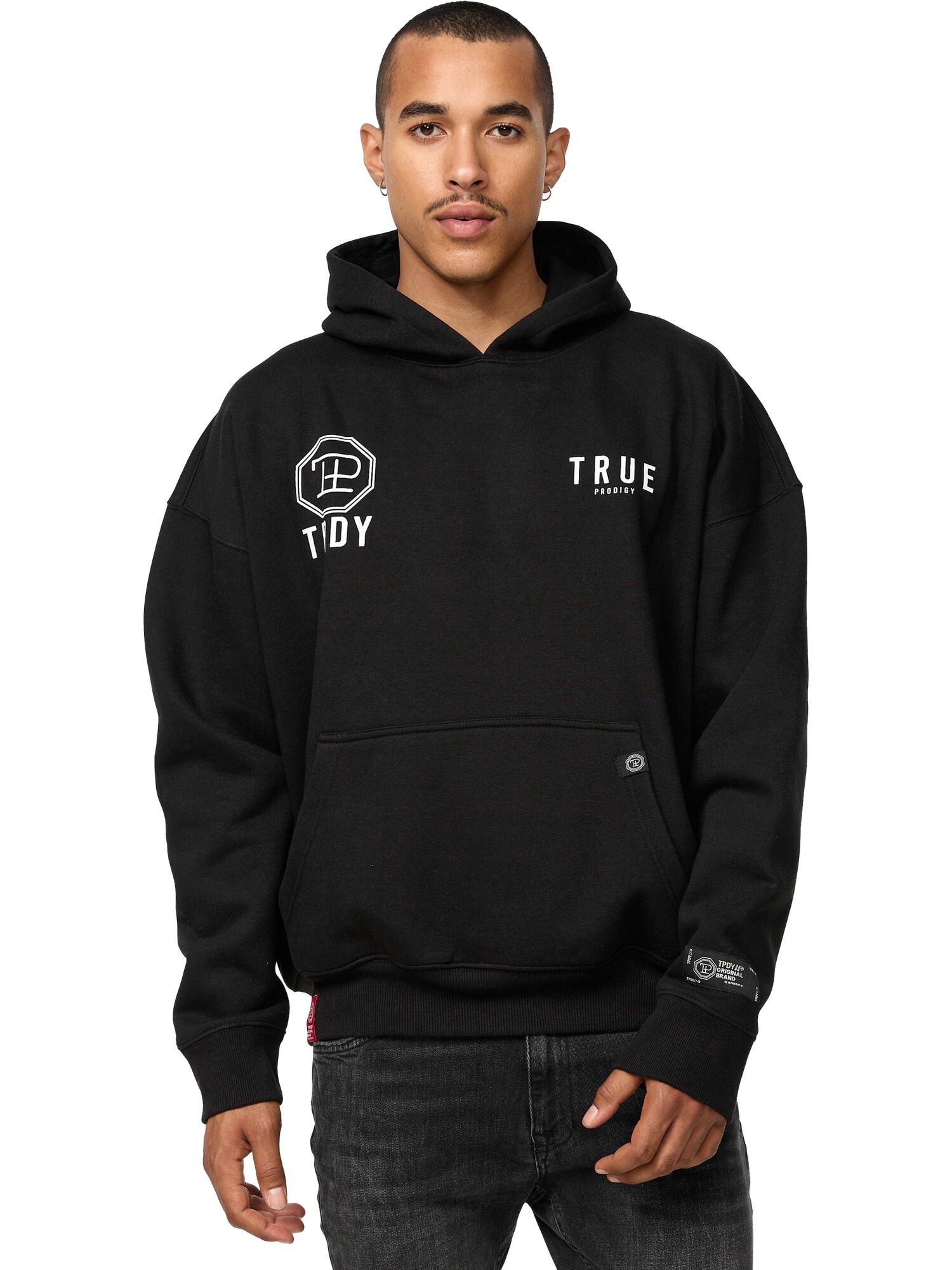 trueprodigy Hoodie "Aaren Logo Print Oversized Kapuze Kängurutasche"