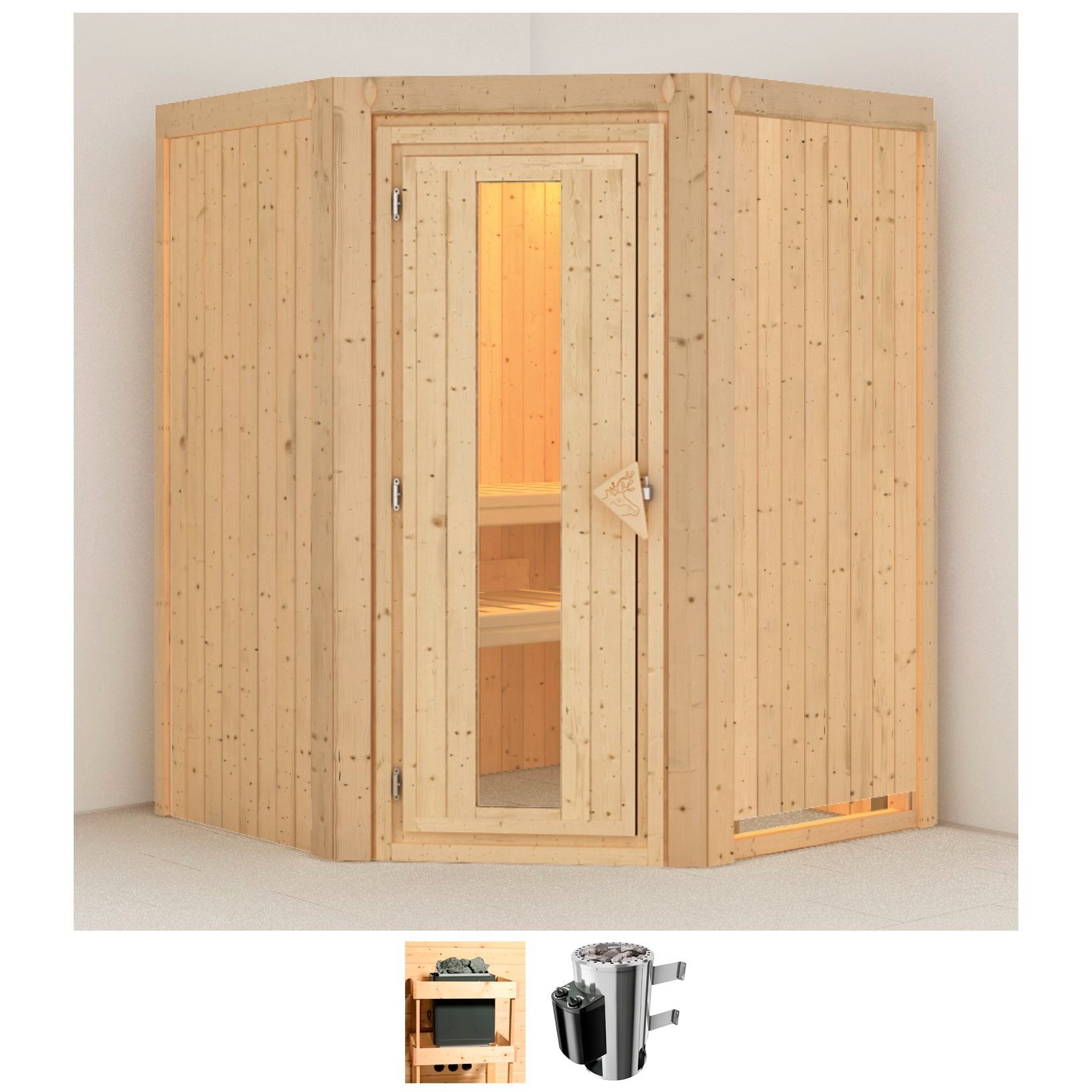 KARIBU Sauna "Nanna", Saunaofen, integrierte Steuerung, 3,6 kW, beige, Saunen, Ofen 3,6 kW intgr. Strg
