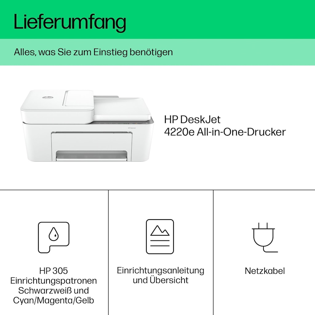 HP Multifunktionsdrucker »DeskJet 4220e«, 3 Monate gratis Drucken mit HP Instant Ink inklusive