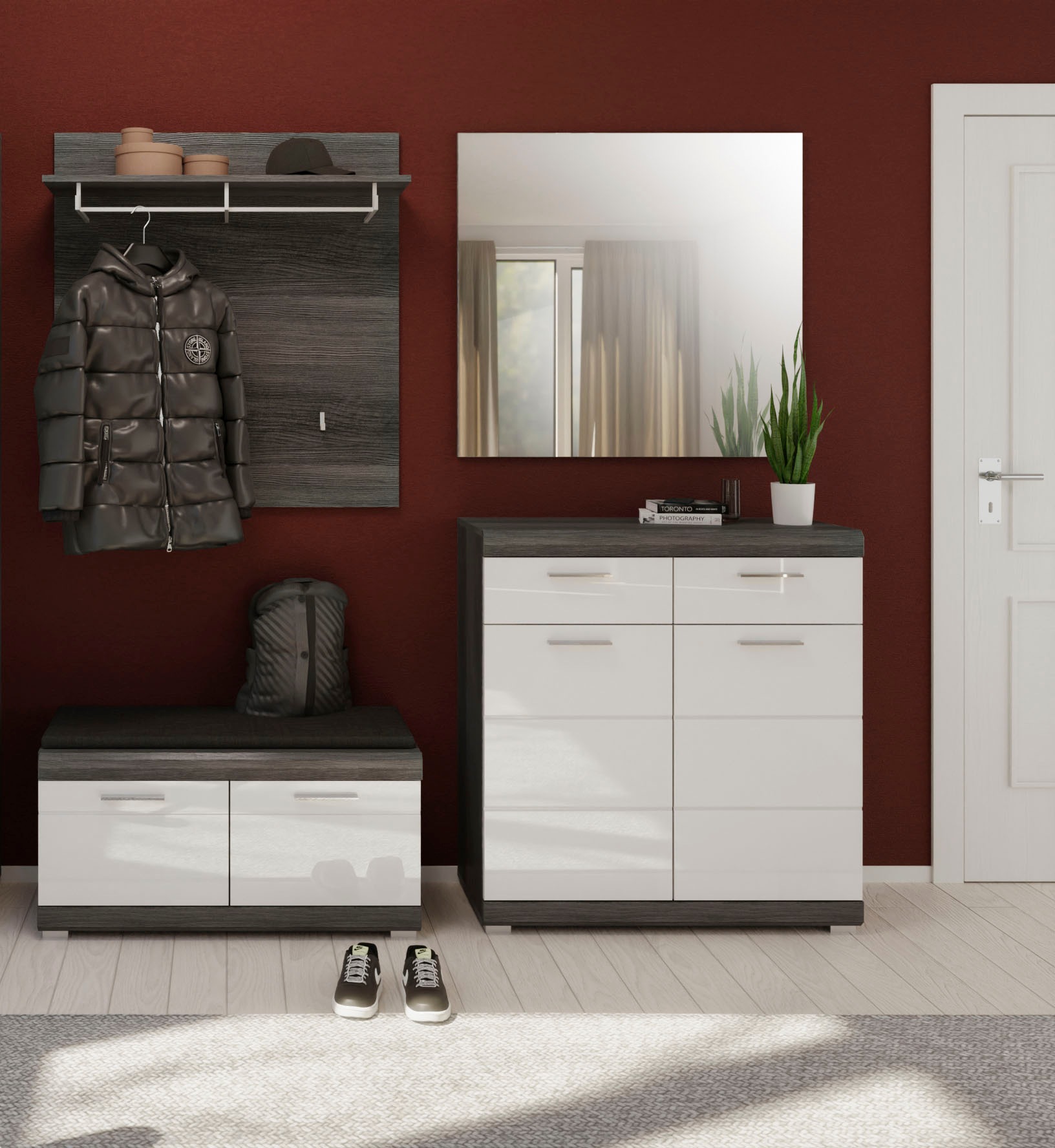 Home affaire Garderoben-Set "Siena, Fronten mit hochwertiger Rillenfräsung, günstig online kaufen