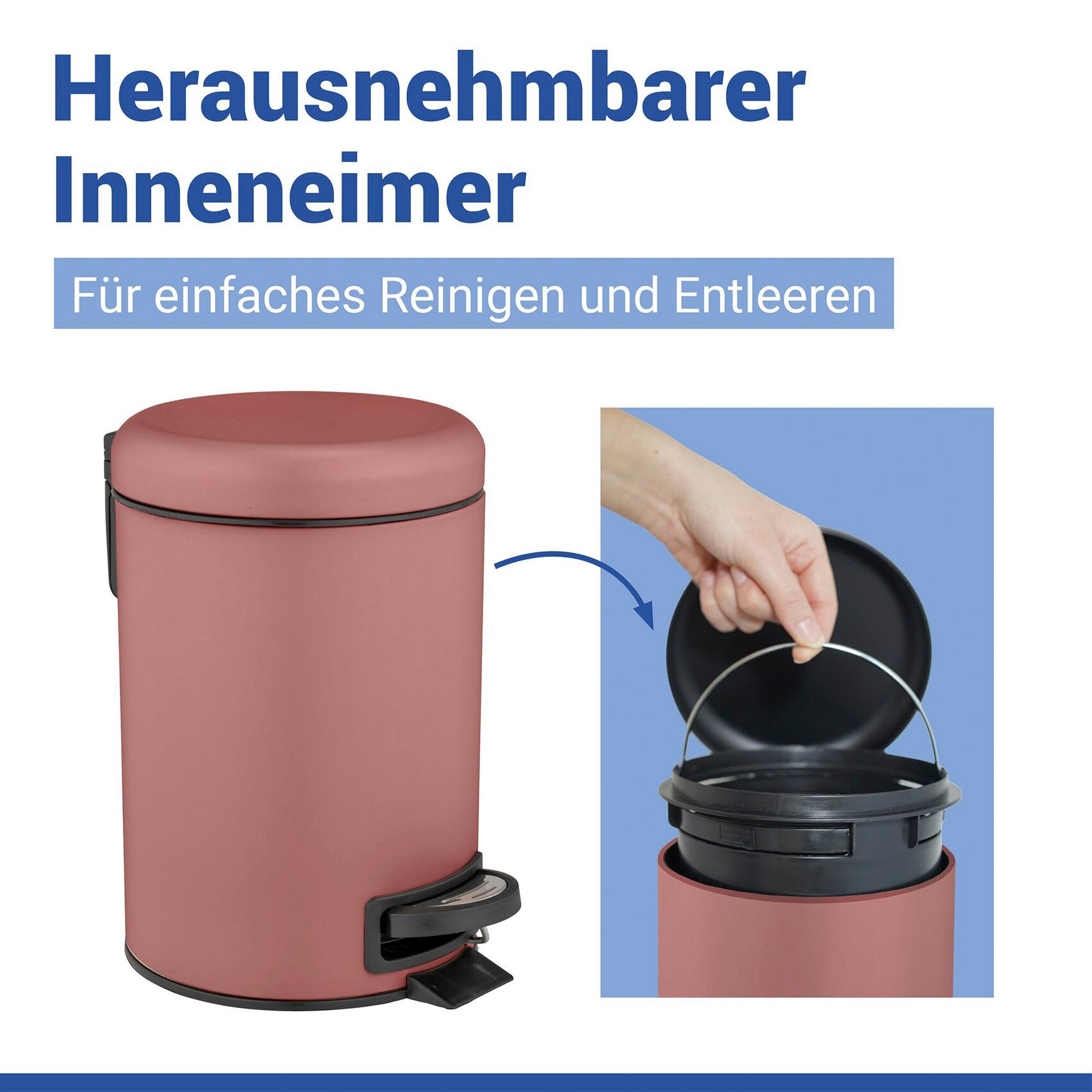 WENKO Kosmetikeimer »Leman« 3 Liter, BxTxH: 17x25x22,5 cm