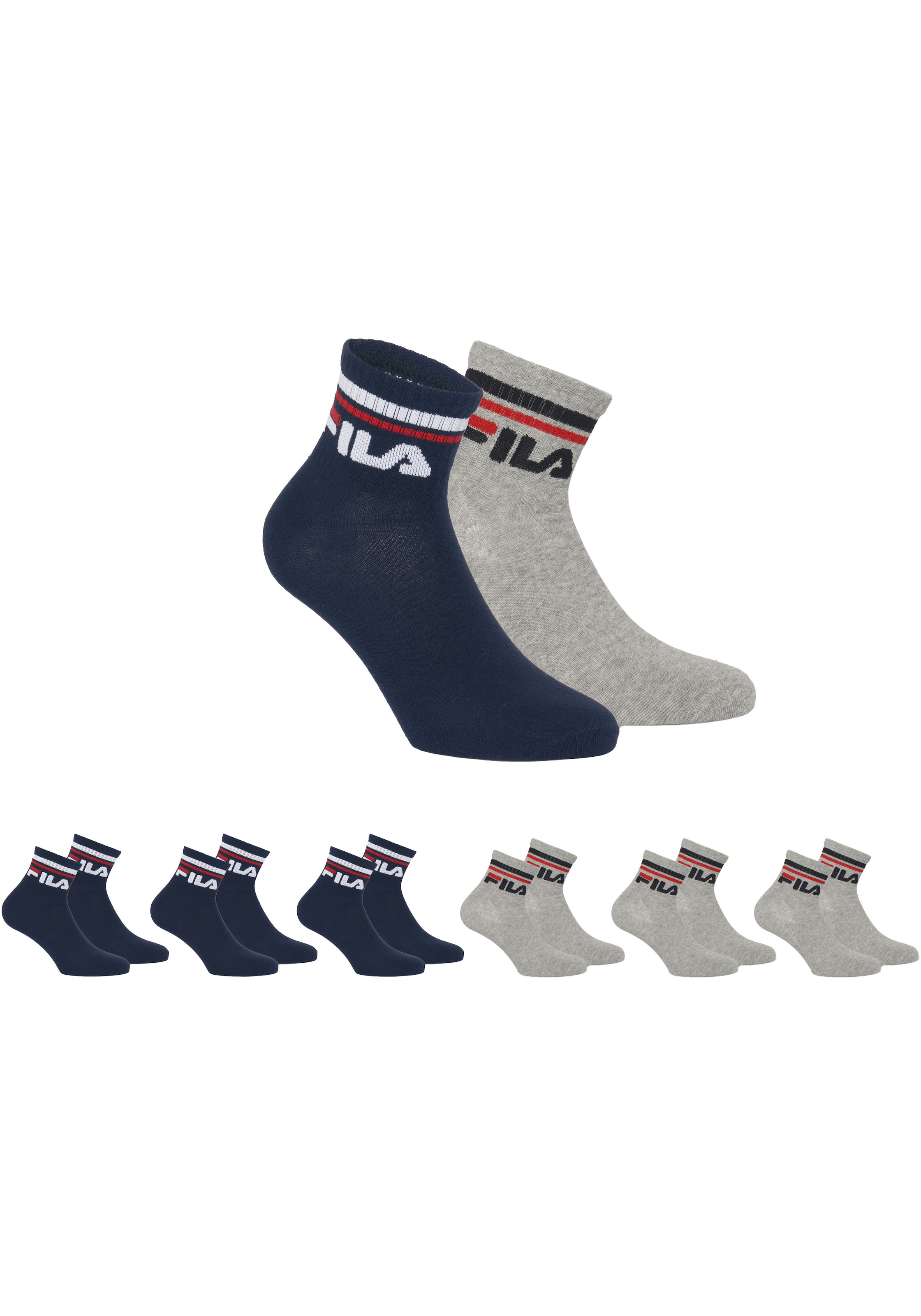 Fila Kurzsocken »UNISEX QUARTER PLAIN SOCKS«, (6 Paar), mit Logo-Schriftzug