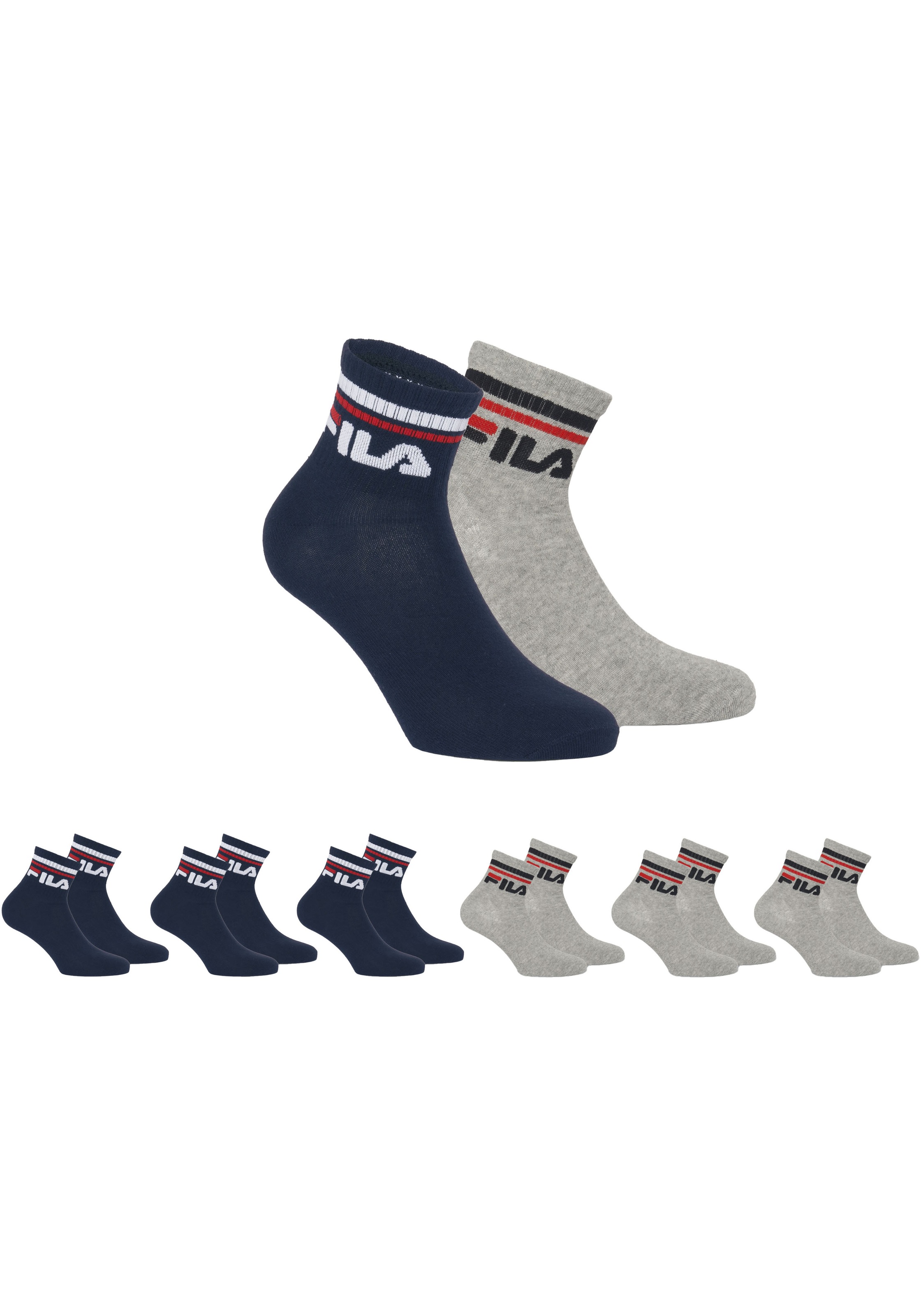 Fila Sportsocken "UNISEX QUARTER PLAIN SOCKS" 6 Paar tlg. mit Logo-Schriftz günstig online kaufen