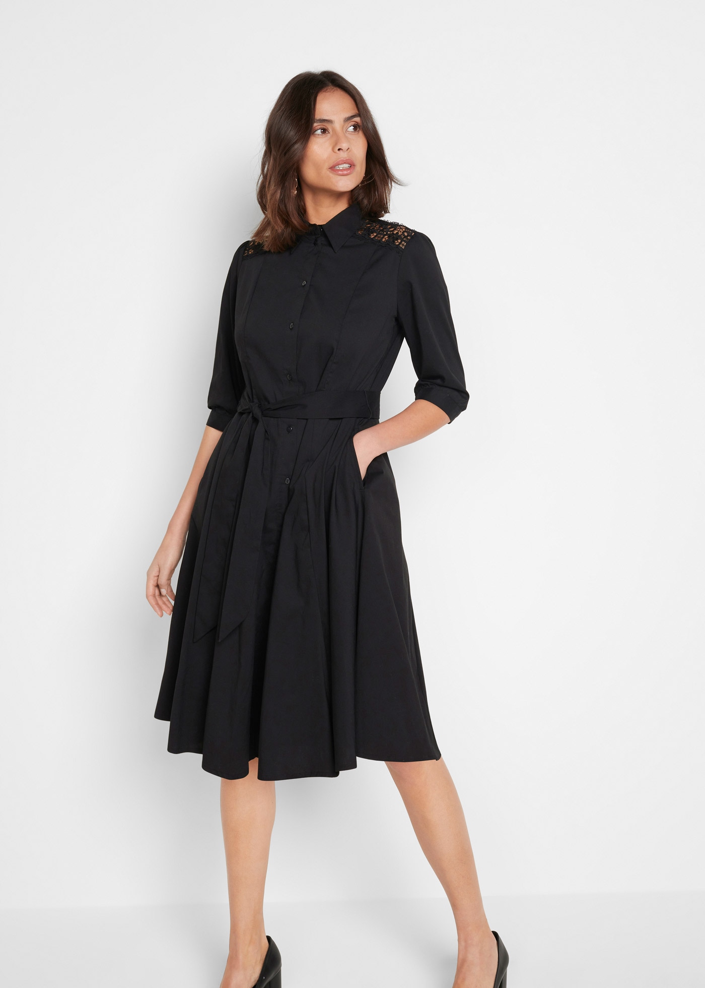 bonprix 2-in-1-Kleid Set, 2 tlg. für Businessmode, aus Baumwolle, ausgestel günstig online kaufen