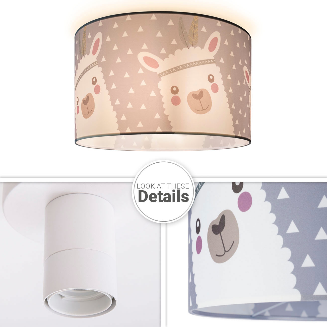 Paco Home Deckenleuchte »Ela 214«, 1 flammig, Leuchtmittel E27 | ohne Leuchtmittel, Kinderlampe Deckenlampe LED Kinderzimmer Lampe Lama-Motiv, E27