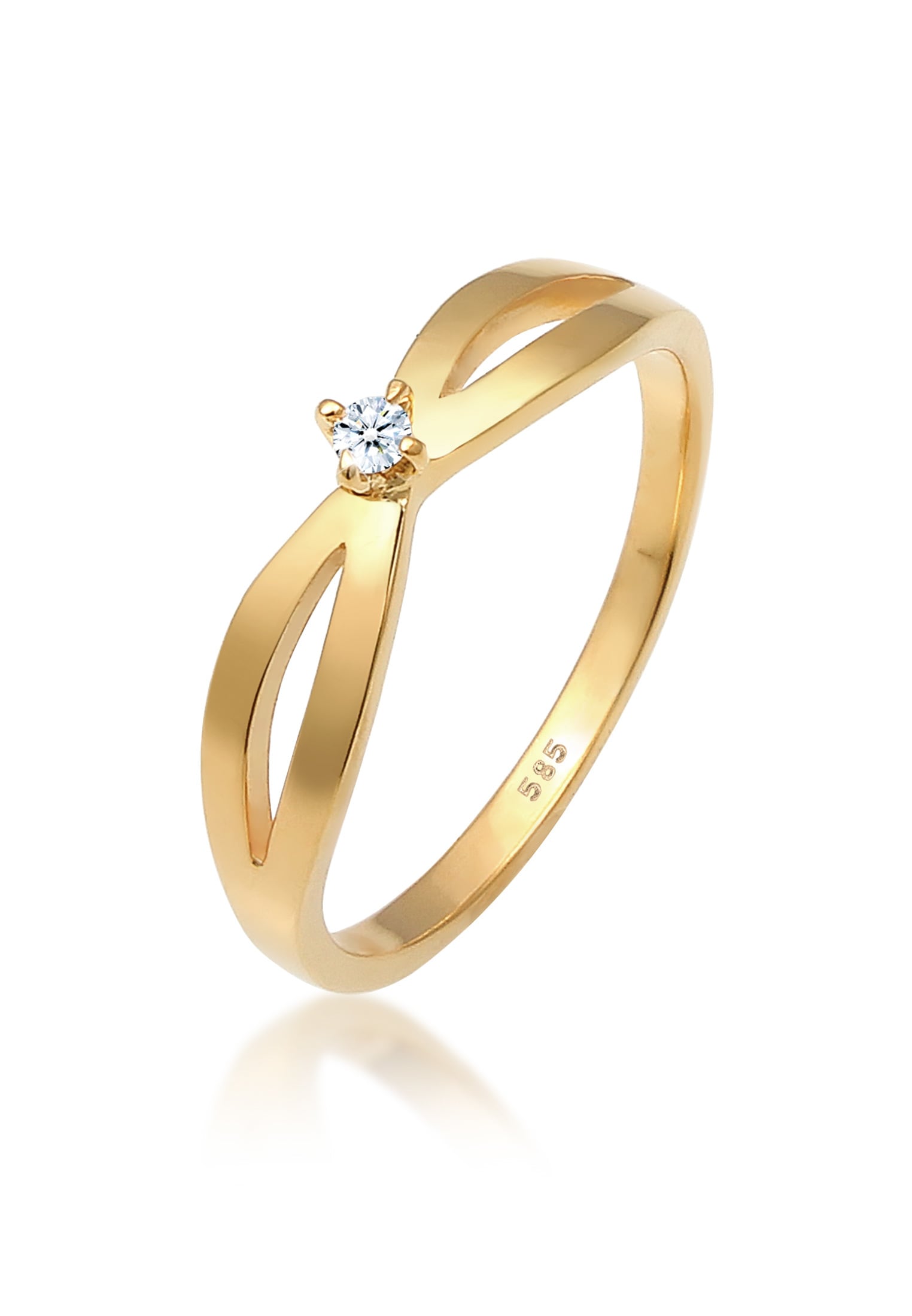 ELLI DIAMONDS Damen Verlobungsring "Ring Diamant Weiß Brillantschliff (0.03 ct) 585 Gelbgold", 54, Gelbgold 585, gold, Gelbgold 585, Fingerringe