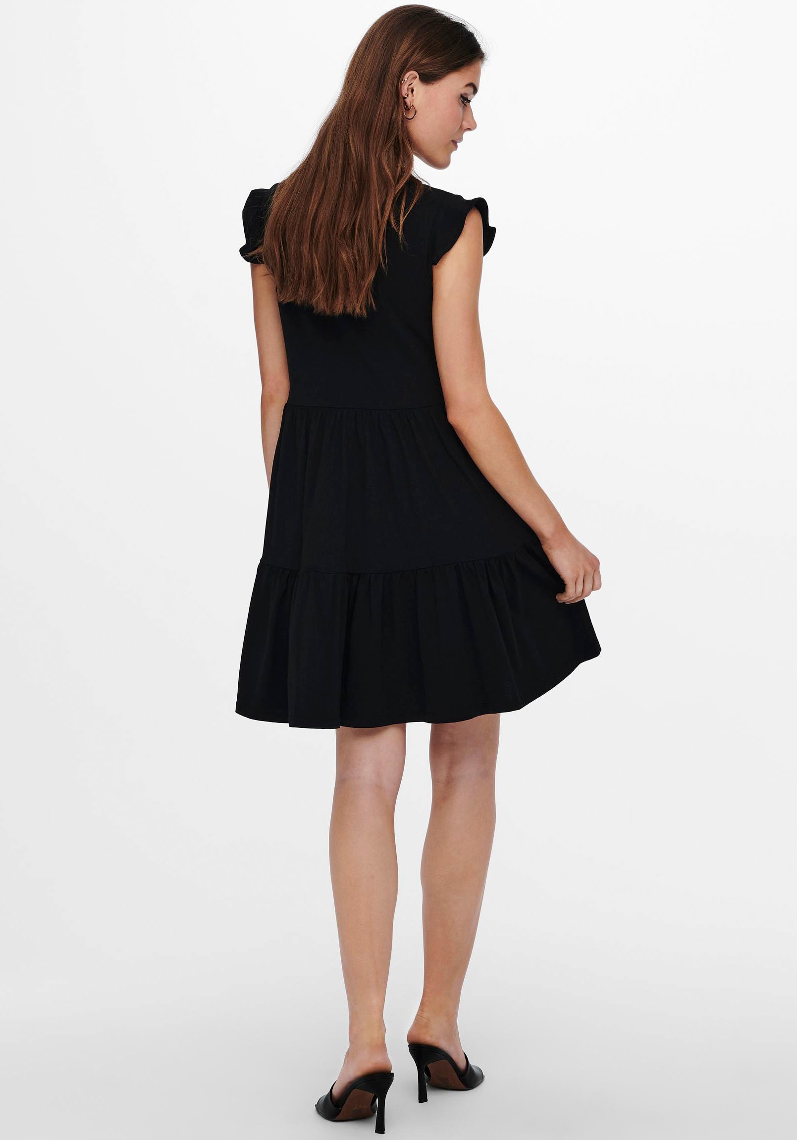 ONLY ONLMAY LIFE CAP SLEEVES FRILL DRESS - Jersey dress - black 