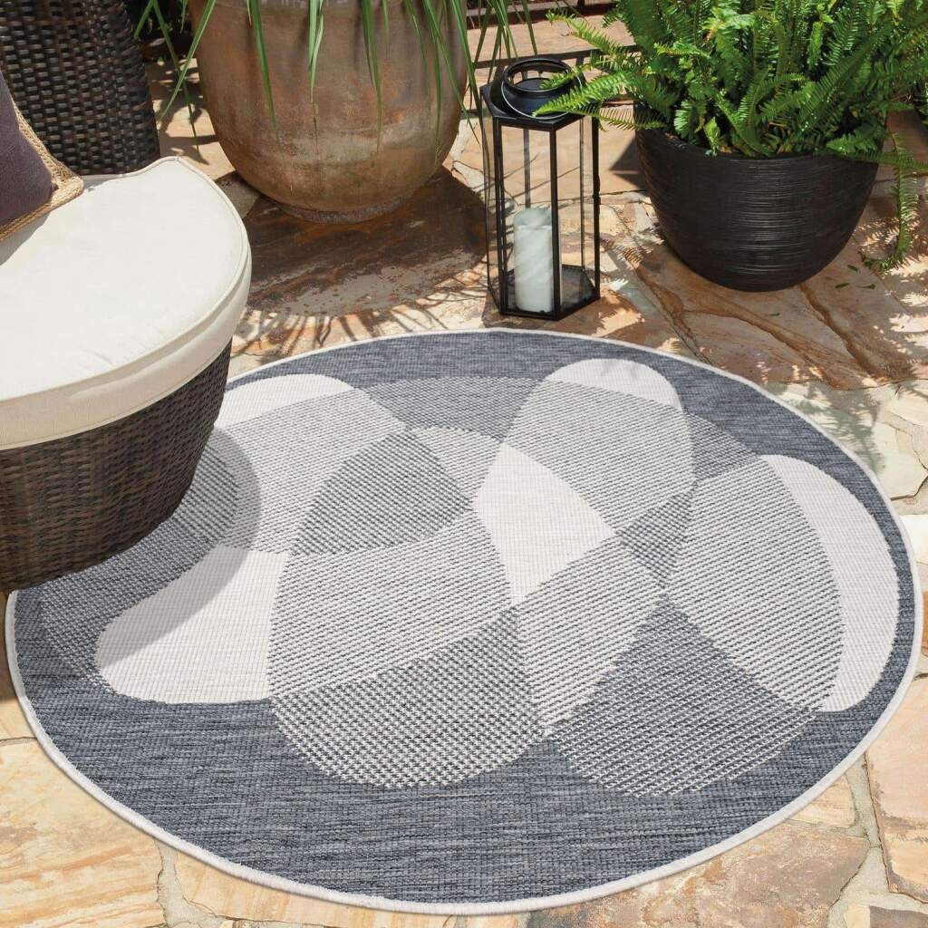 Carpet City Outdoorteppich »DUO RUG 5835«, rund, 5 mm Höhe, Wendeteppich Wetterfest In- & Outdoor, Balkon, Terrasse, Wohnzimmer