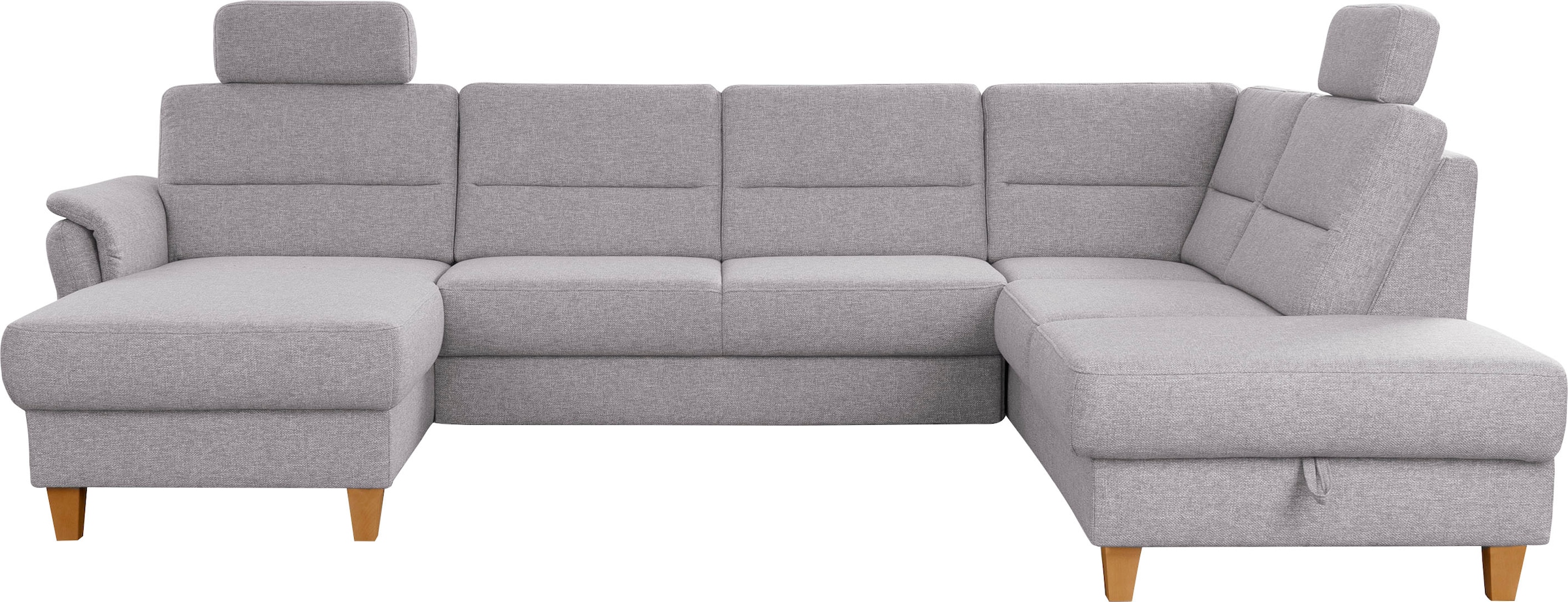 Home affaire Wohnlandschaft "Palmera U-Form, B: 308 cm, große Stoff + Leder Auswahl" mit Schlaffunktion & Bettkasten, Federkern, XXL-Wohnlandschaft