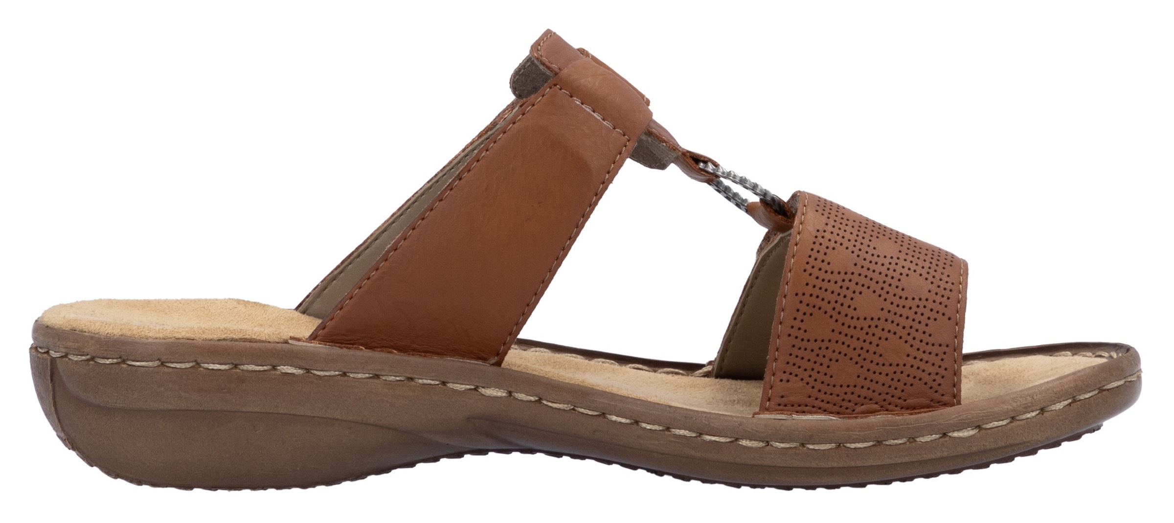 Rieker Pantolette, Sommerschuh, Strandschuh, Klettschuh mit Perforation