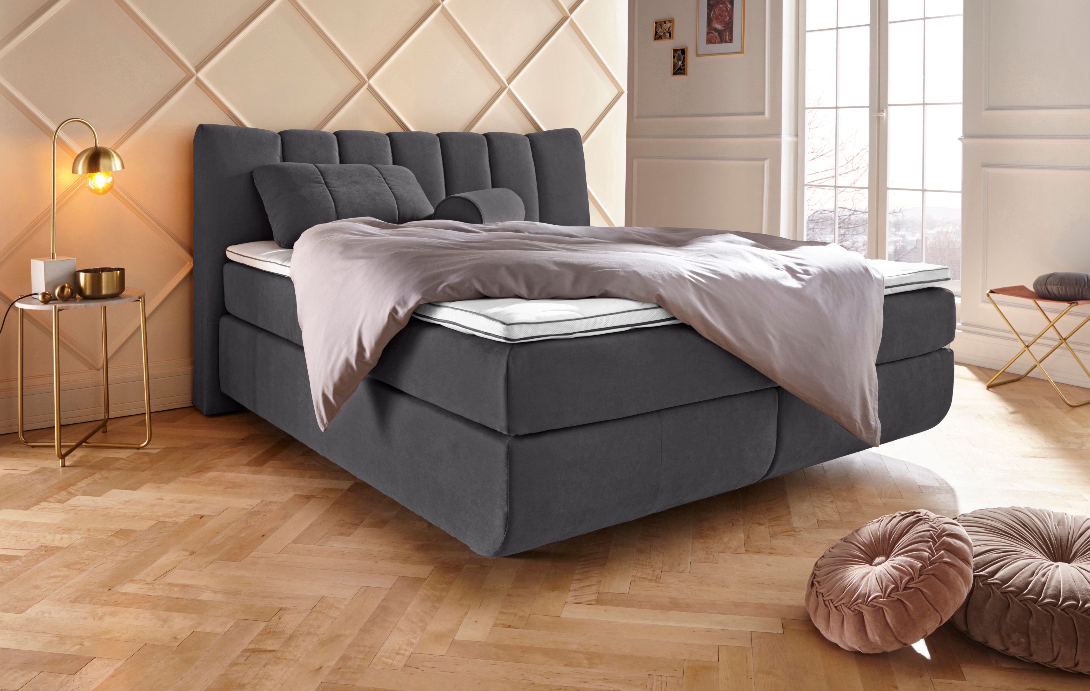 Home affaire Boxspringbett "Océane" Bodenfrei- wirkt freischwebend, verschiedene Härtegrade (auch H4)
