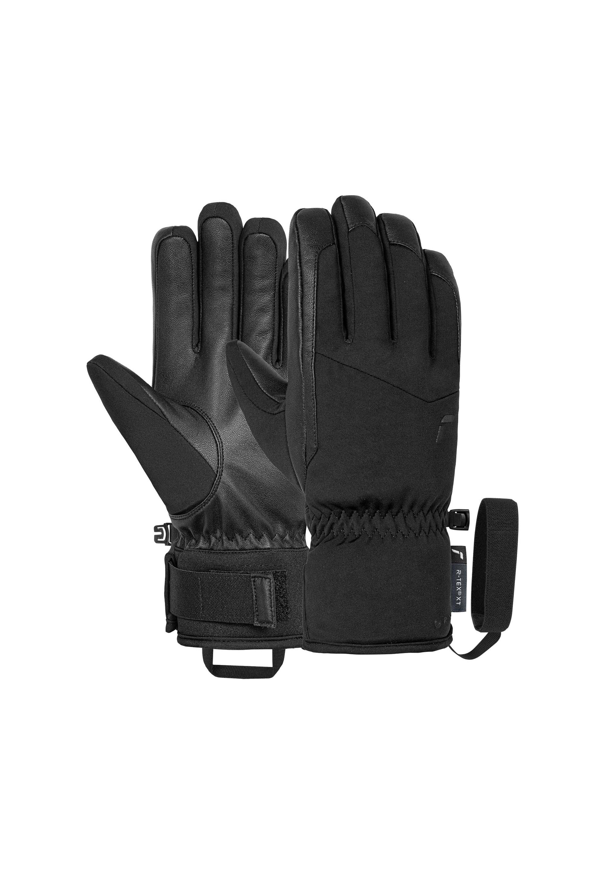 "Skihandschuhe REUSCH ""Otis R-TEX XT"", Damen, Gr. 9.5, schwarz, 15% Polyamid, 3% Elasthan, 13% Ziegenleder, 42% Polyester, 27% Lederimitat