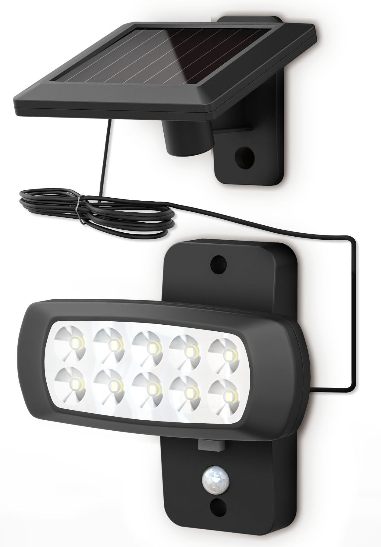 B.K.Licht Solar LED Außen-Wandleuchte, schwarz, inkl. LED Platine, 15 Lumen (bei Dauerlicht), 50 Lumen (bei Aktivierung für 30sec.) 6.500 Kelvin