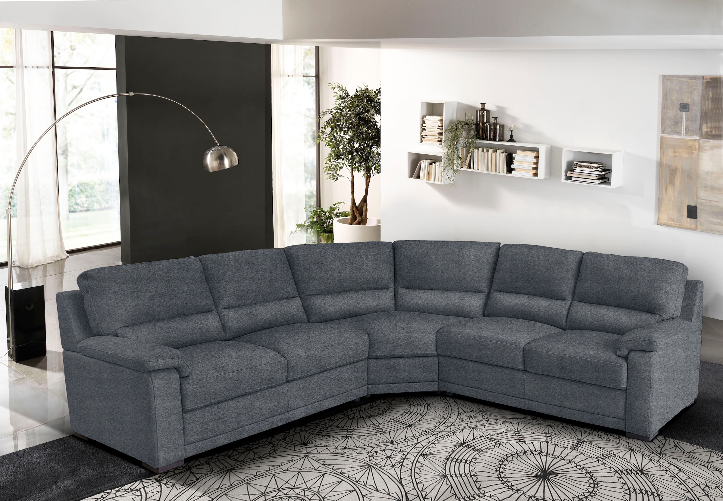 Egoitaliano Ecksofa "Doris, modernes Designerecksofa in hochwertigen Microfaserqualitäten" edle Detailverarbeitung, wahlweise fleckenabweisend oder in Lederoptik
