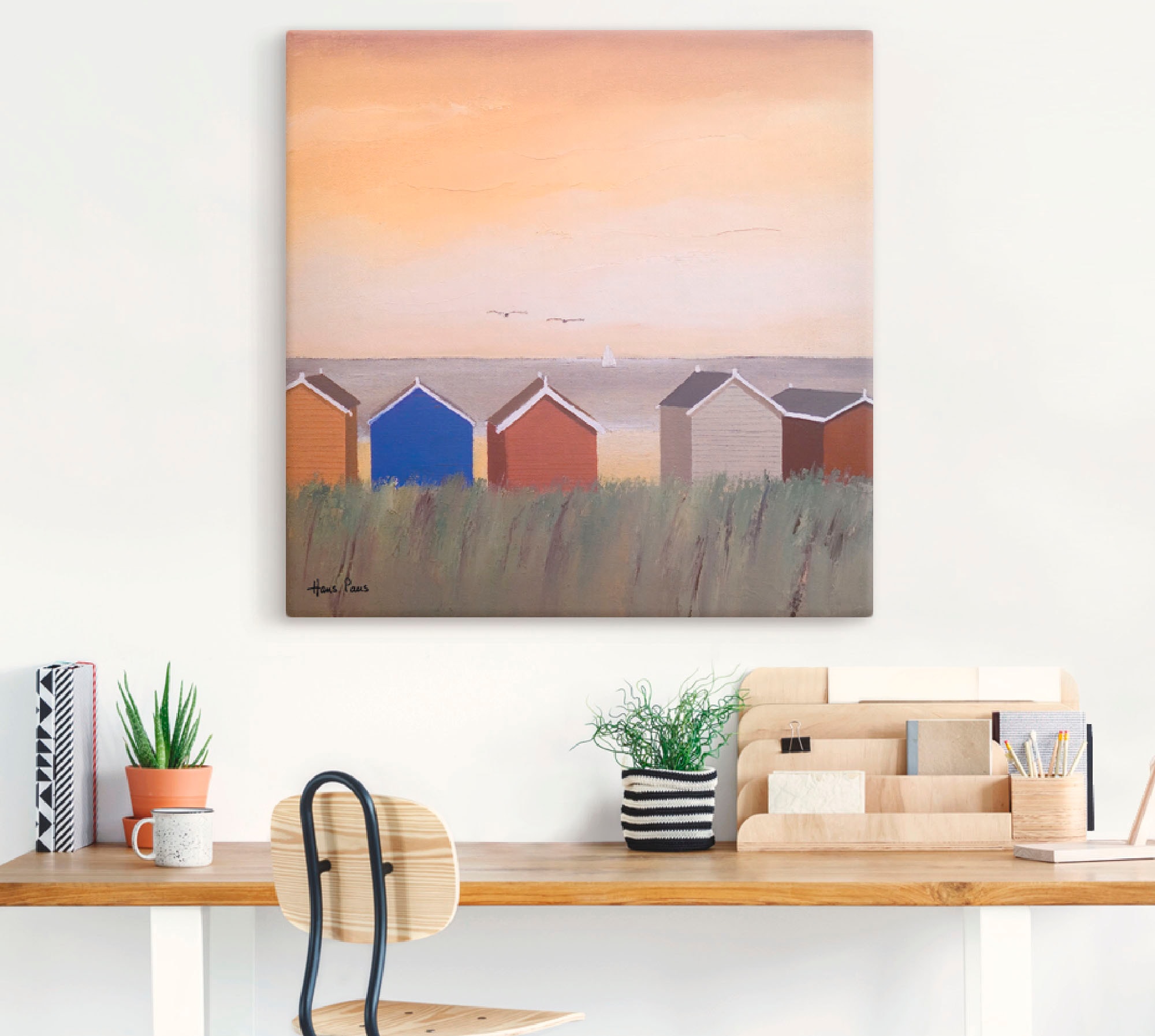 Artland Wandbild »Strandhäuser II«, Strand, (1 St.), als Leinwandbild, Wandaufkleber in verschied. Größen
