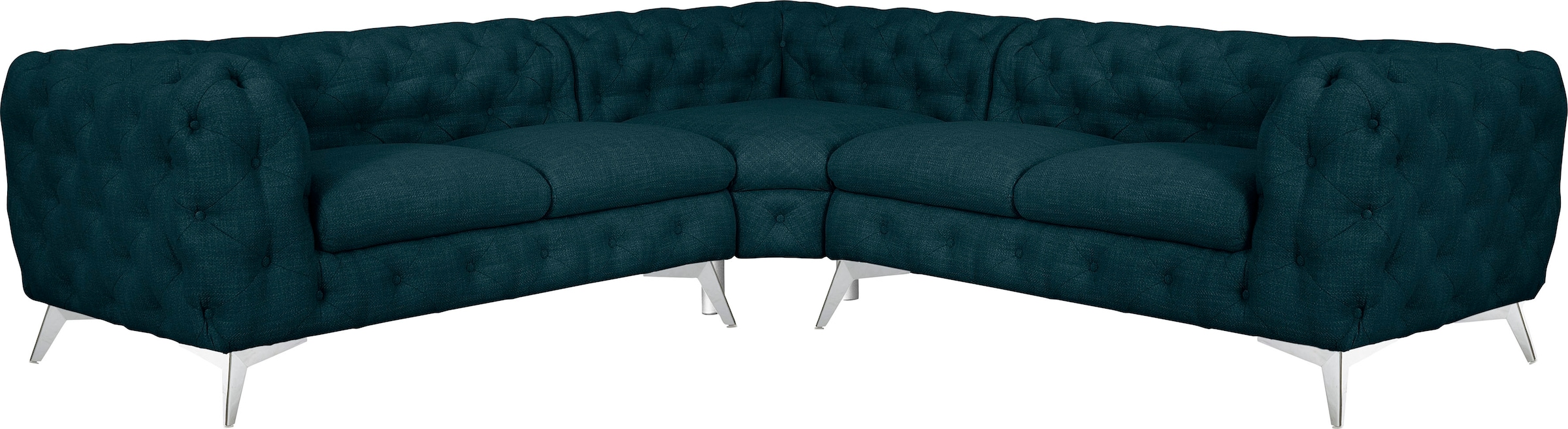 Leonique Chesterfield-Sofa "Glynis L-Form", aufwändige Knopfheftung, moderne Chesterfield Optik, Fußfarbe wählbar