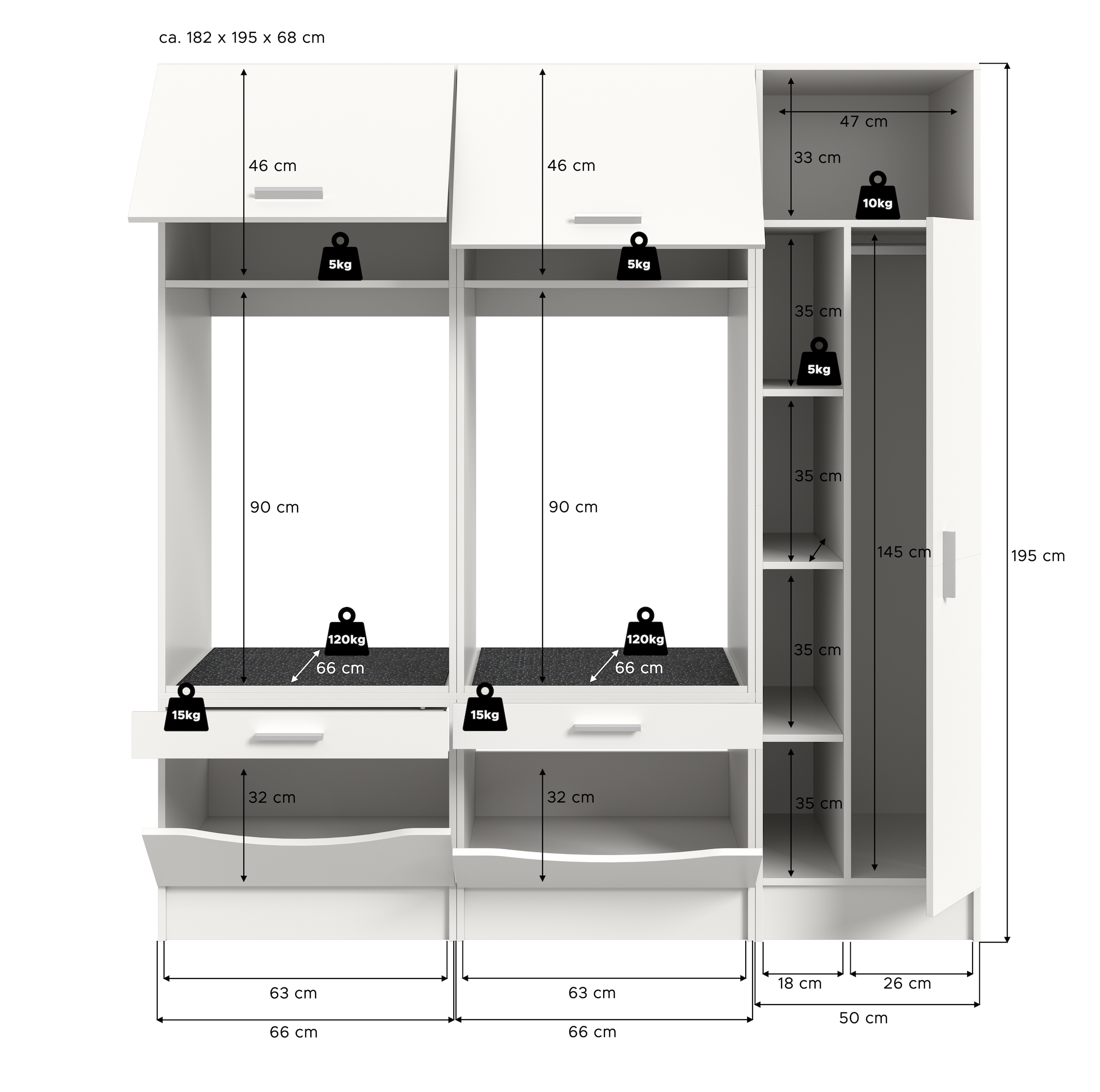welltime Badmöbel-Set »FALAS, TOPSELLER!, 3-teilig, Hauswirtschaftsraum Set, Breite 182 cm« 2x Waschmaschinenumbau- & 1x Mehrzweckschrank, 