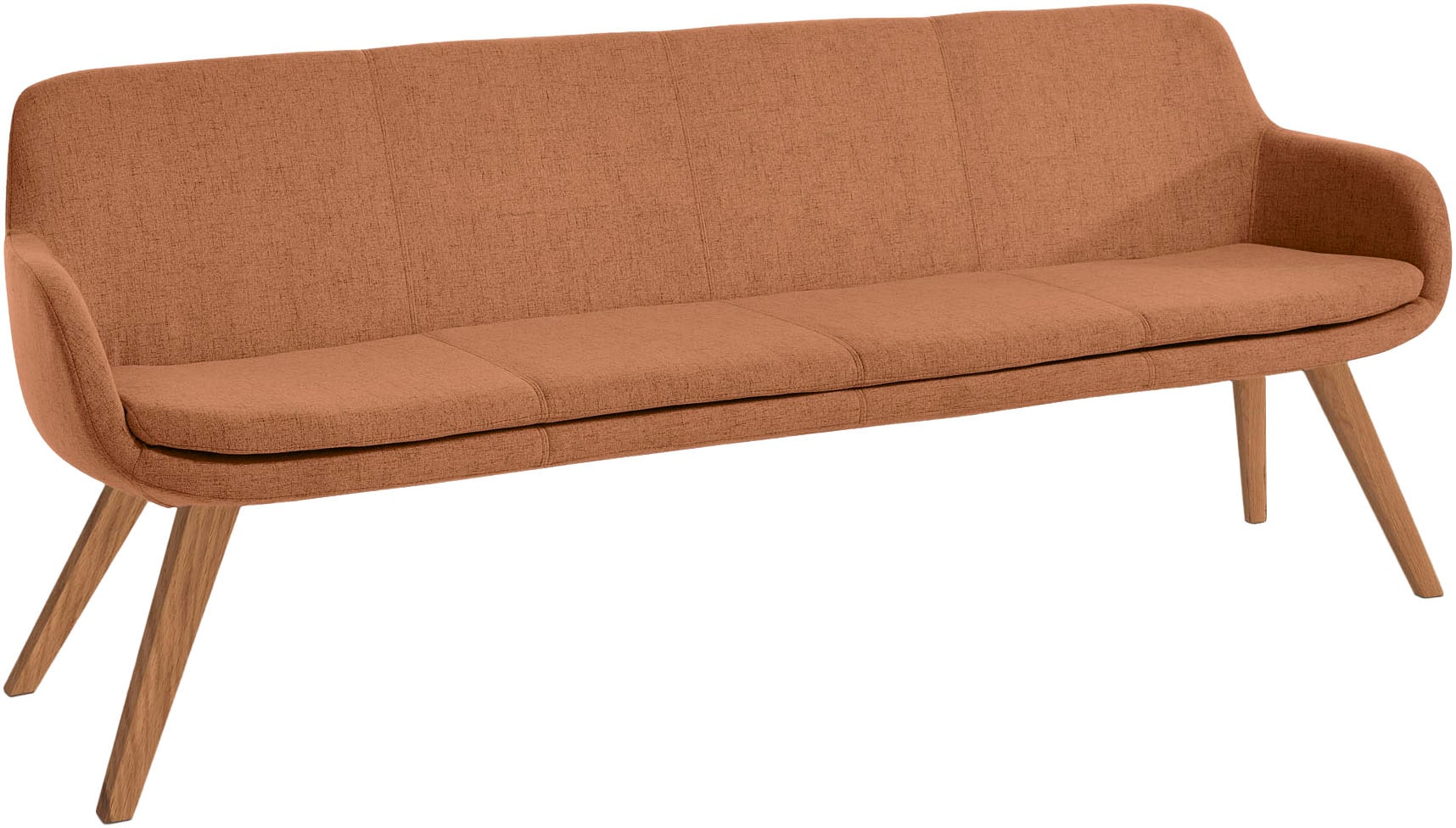 Essbank MUSTERRING "Tavia", orange (orange, wildeiche), B:200cm H:87cm T:66cm, 100% PES, Sitzbänke, Essbank, Stativgestell Wildeiche massiv geölt, Breite 180, 200 oder 220 cm